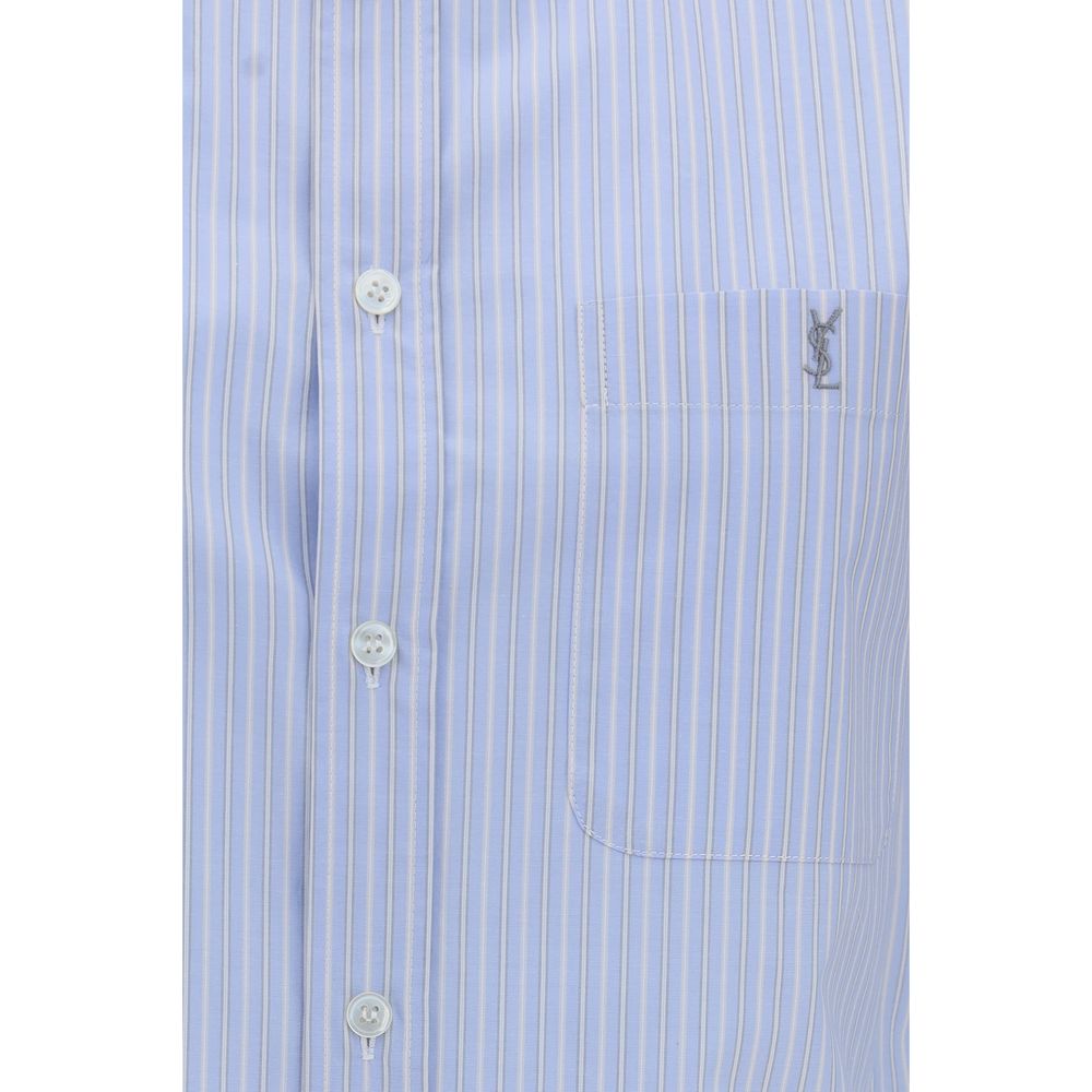 Saint Laurent Blue Cotton Pattern Women's Shirt
