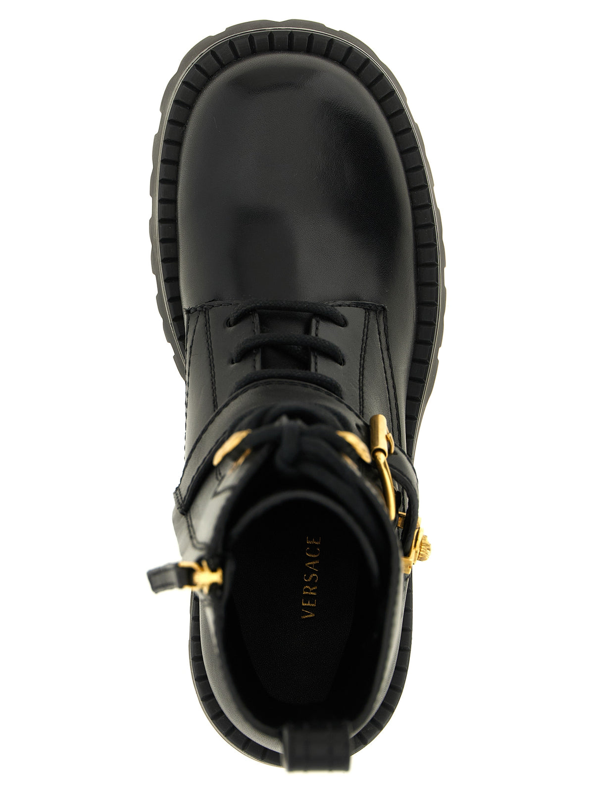 Versace Black Calfskin Lace-Up Women's Boots