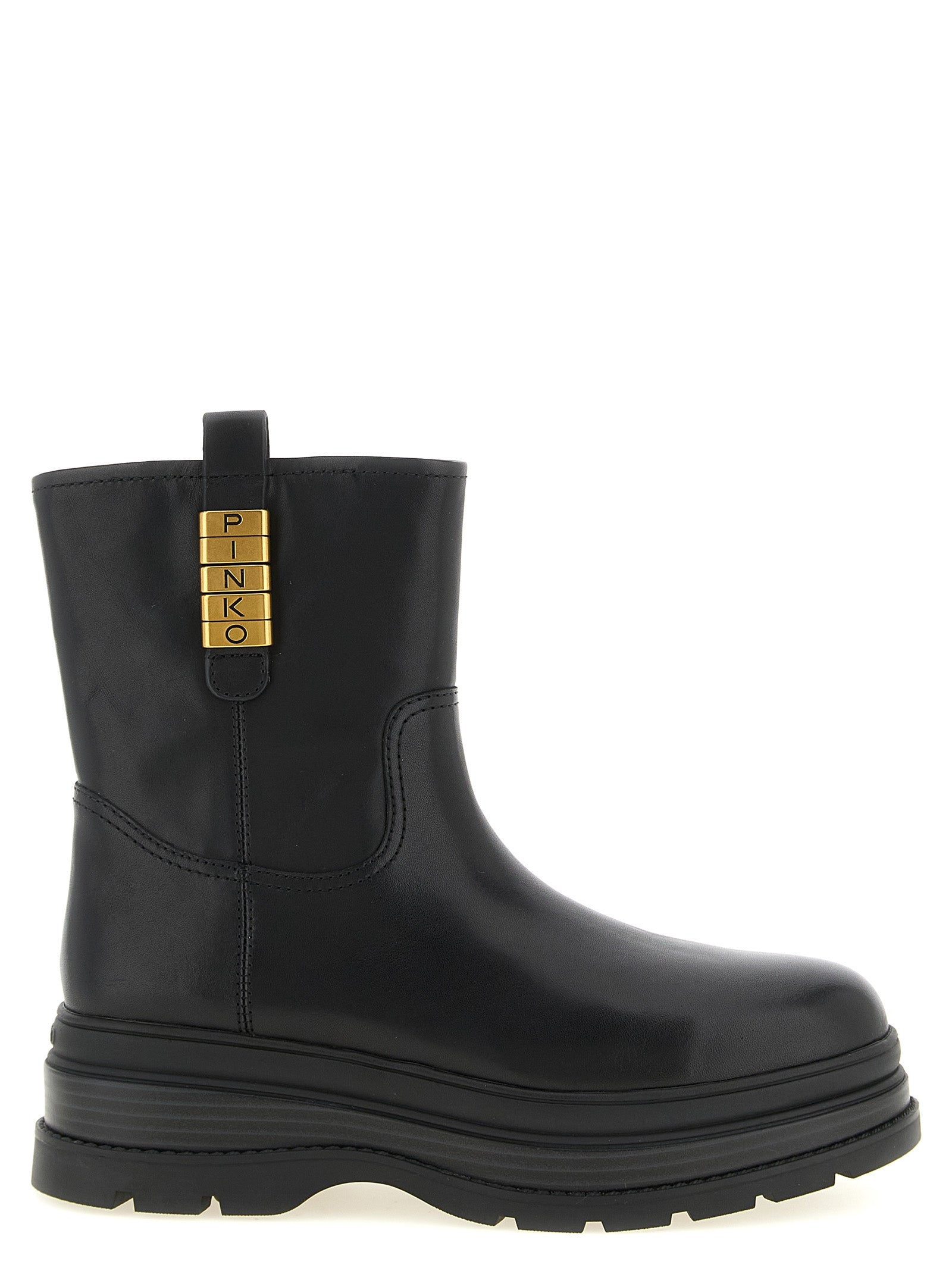 PINKO Black Cowhide Ankle Women's Boots
