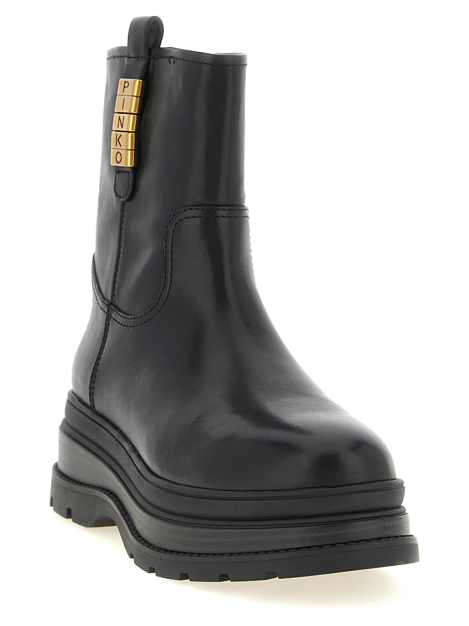 PINKO Black Cowhide Ankle Women's Boots