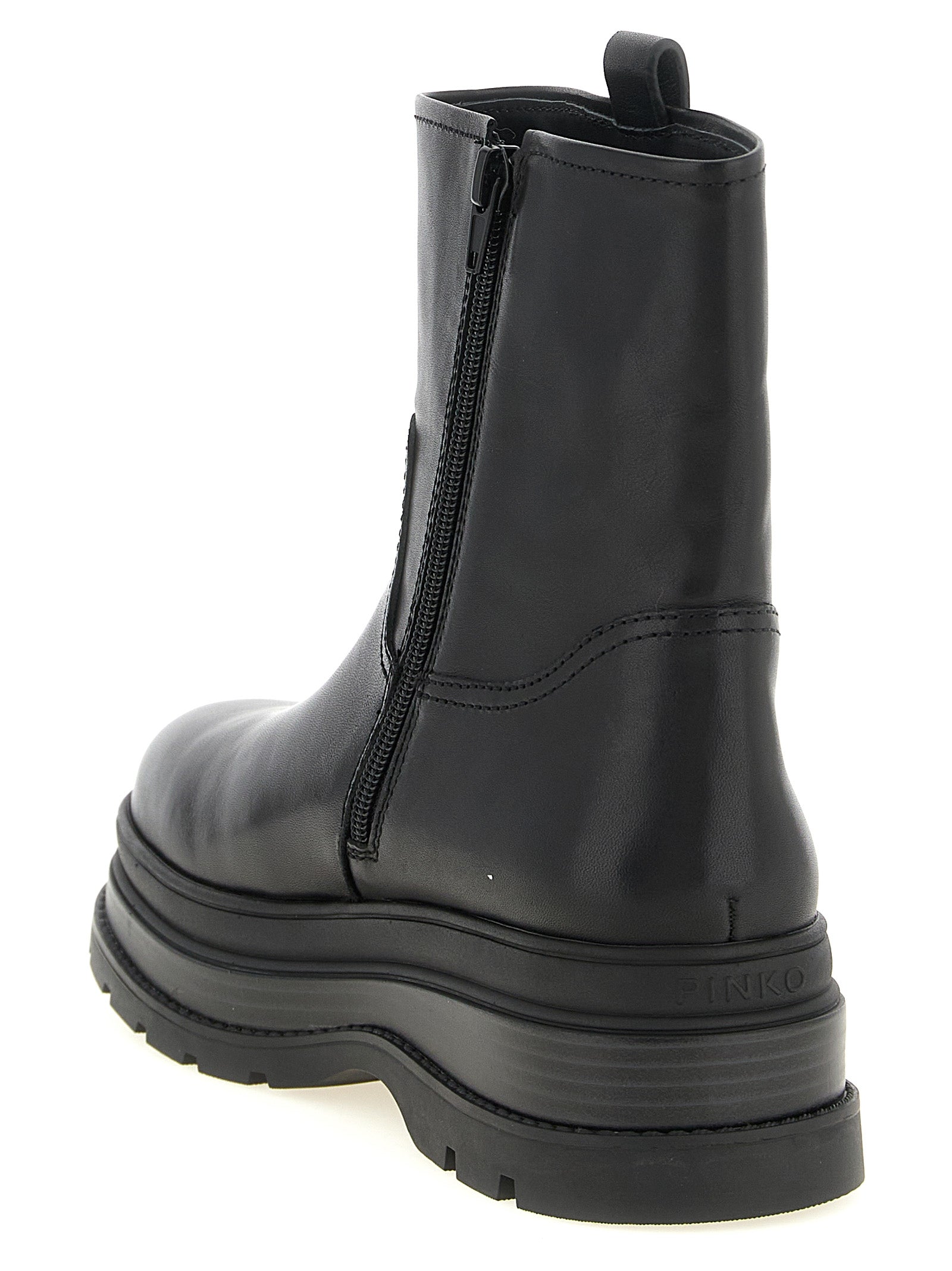 PINKO Black Cowhide Ankle Women's Boots