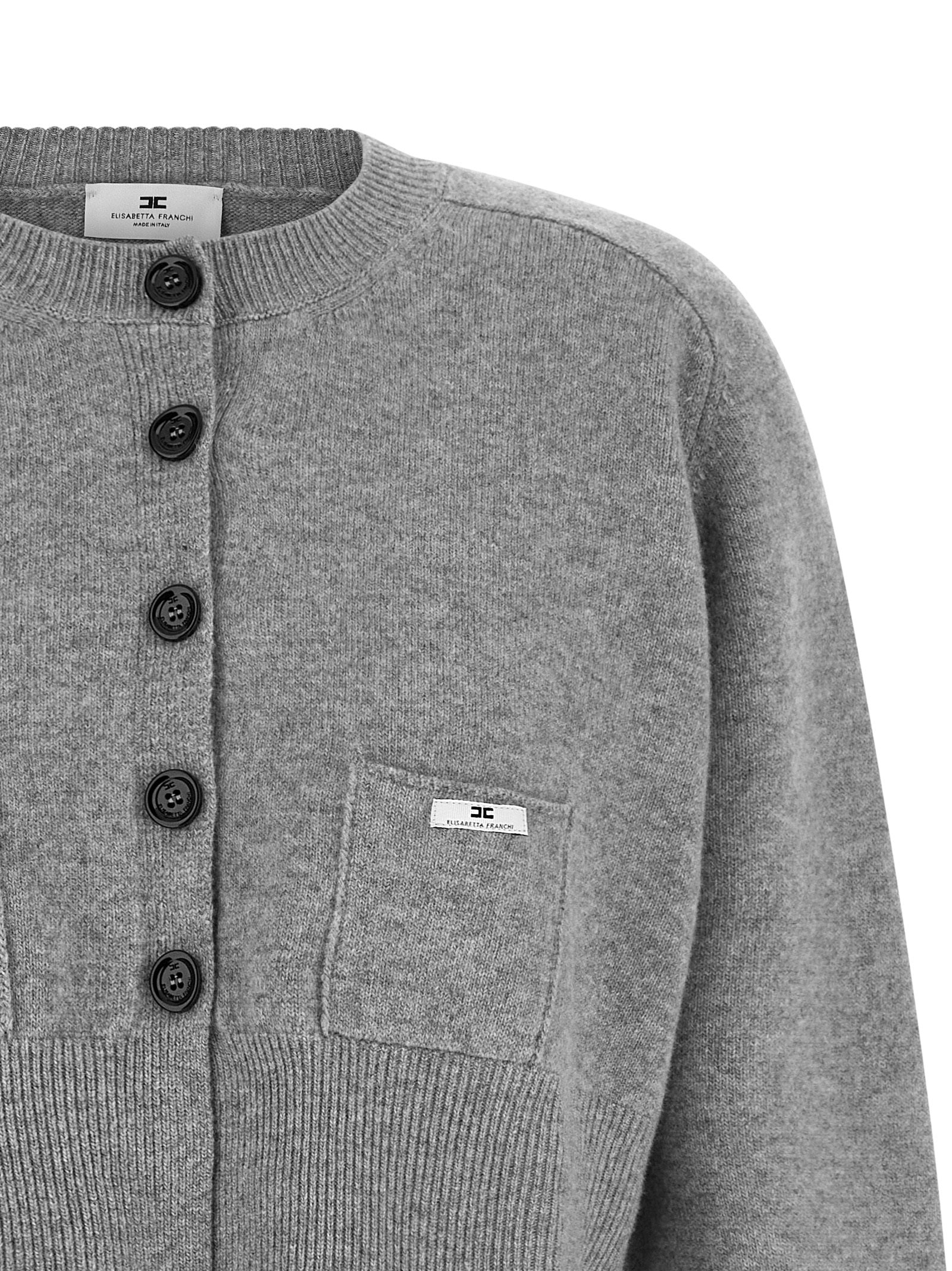 Elisabetta Franchi Gray Wool Women's Cardigan