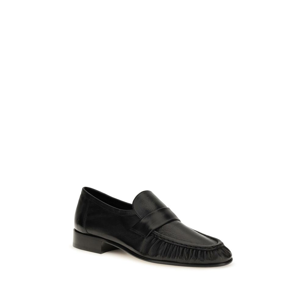 The Row Black Calf Leather Bos Taurus Slip-On Women's Loafers