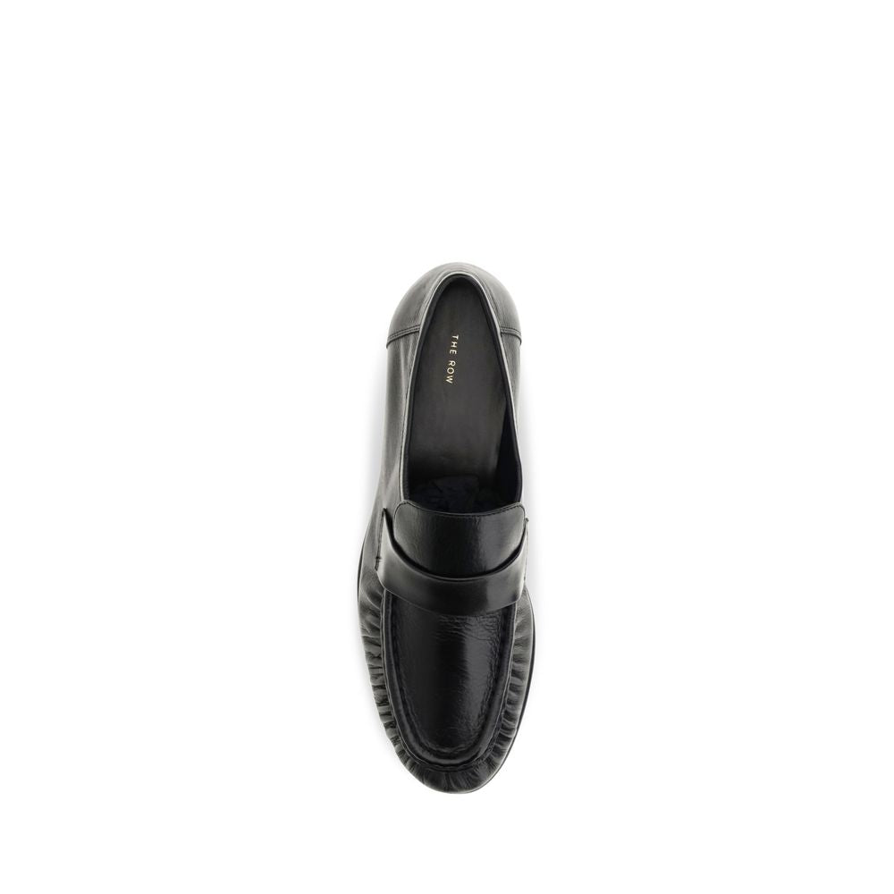 The Row Black Calf Leather Bos Taurus Slip-On Women's Loafers