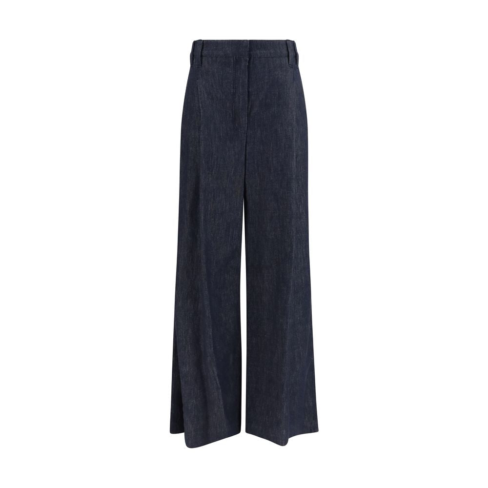 Brunello Cucinelli Blue Cotton Casual Women's Pants