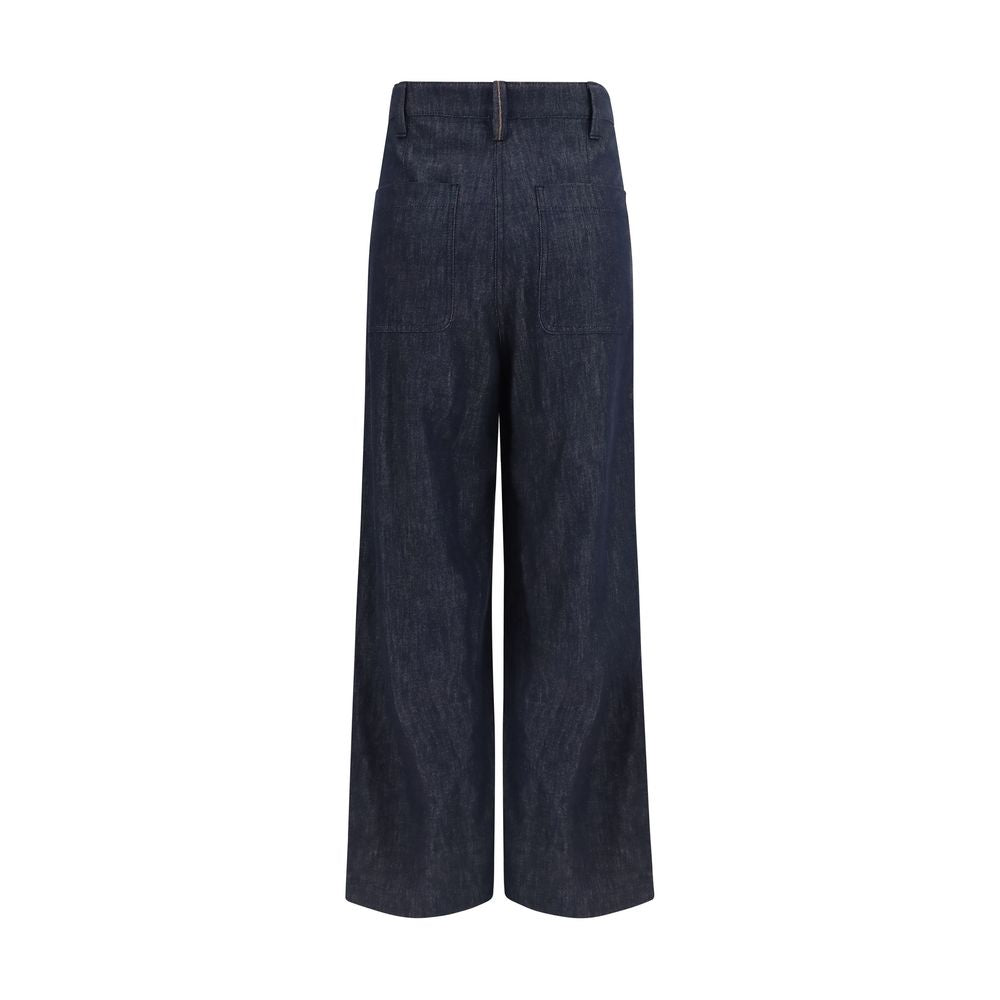 Brunello Cucinelli Blue Cotton Casual Women's Pants