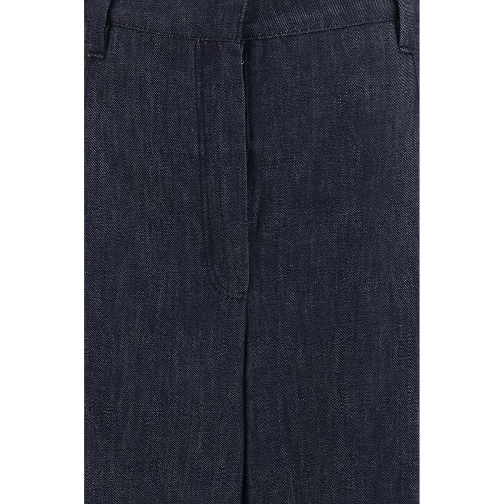 Brunello Cucinelli Blue Cotton Casual Women's Pants