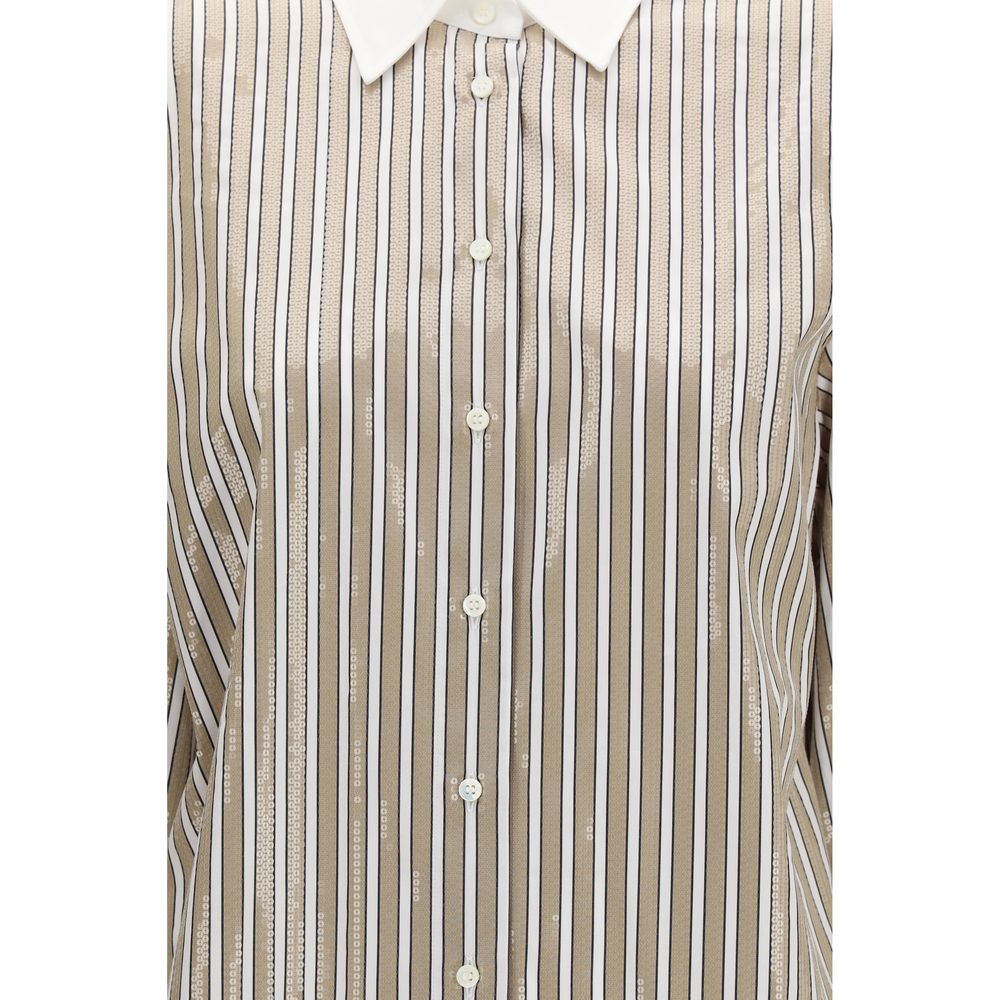 Brunello Cucinelli Beige Cotton Pattern Women's Shirt
