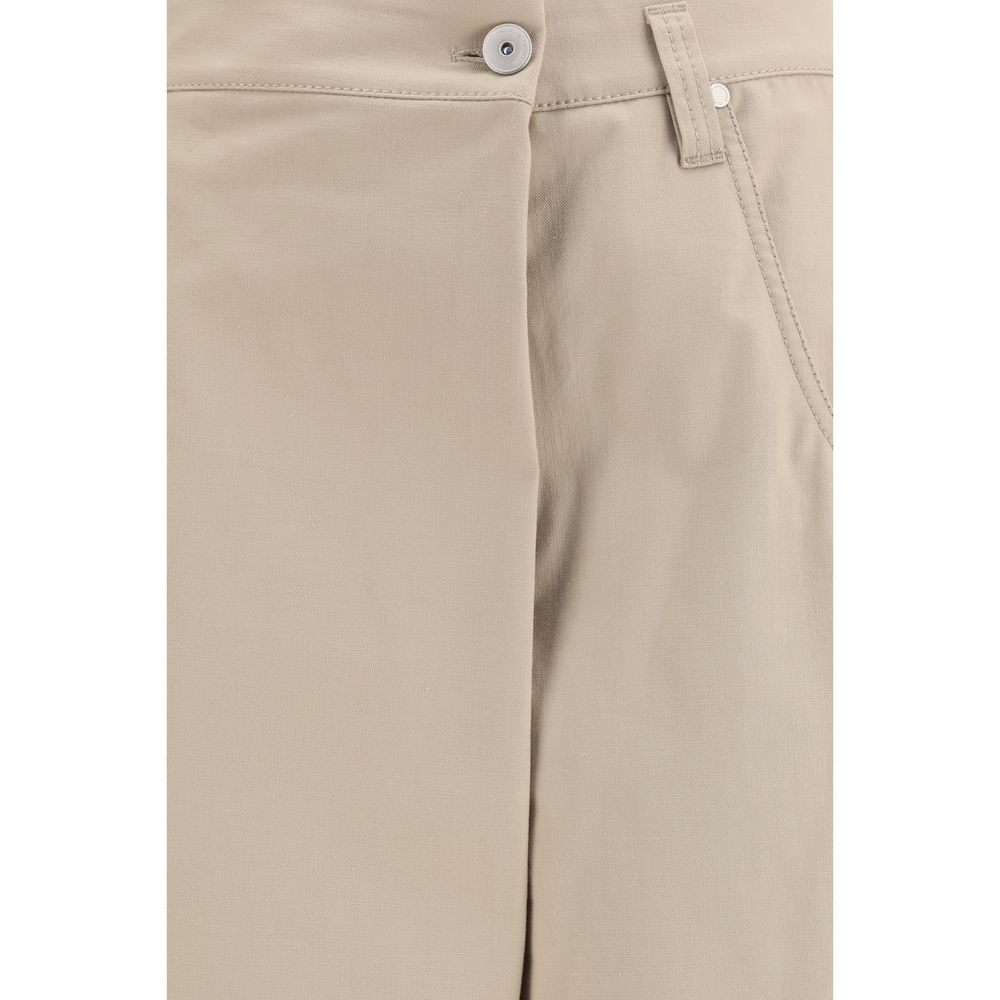 Brunello Cucinelli Beige Cotton Casual Women's Pants