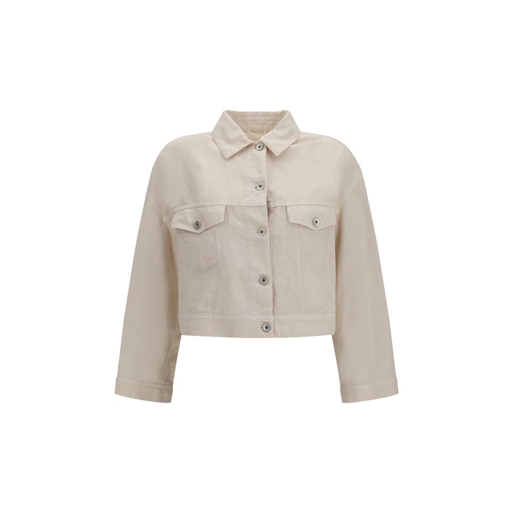 Brunello Cucinelli White Cotton Denim Women's Jacket