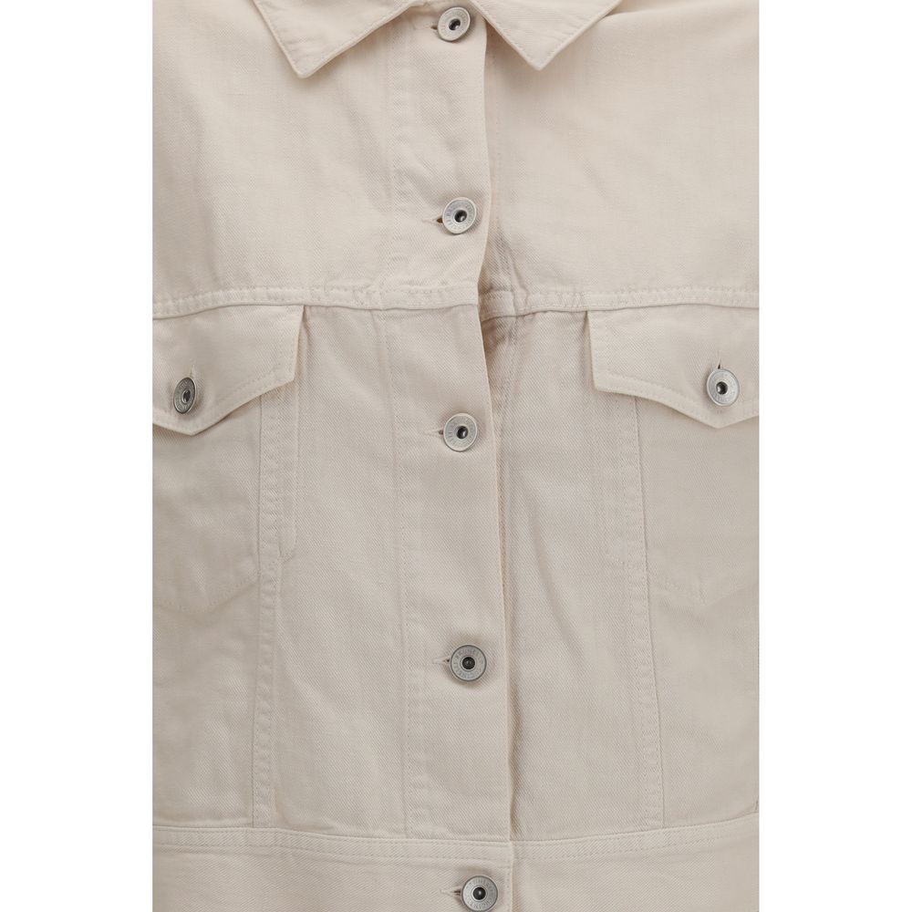 Brunello Cucinelli White Cotton Denim Women's Jacket