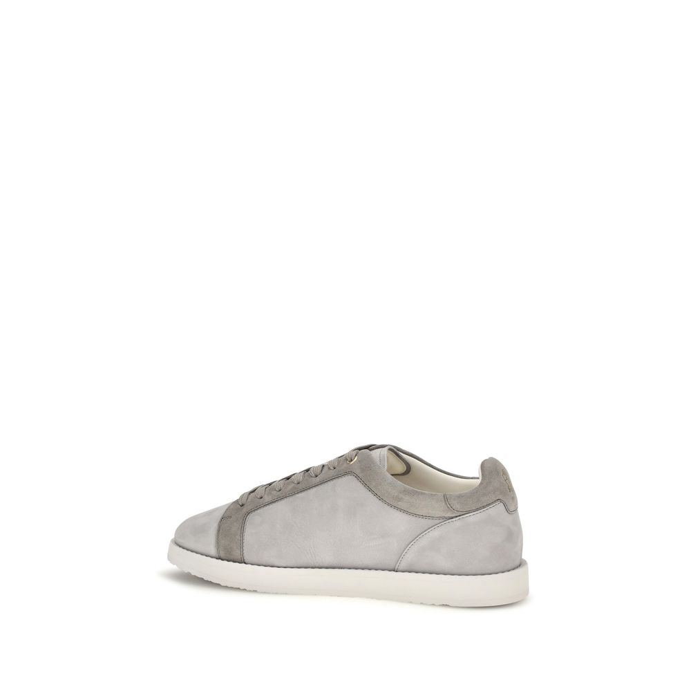 Brunello Cucinelli Gray Suede Leather Low Top Men's Sneakers