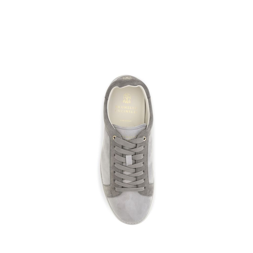 Brunello Cucinelli Gray Suede Leather Low Top Men's Sneakers