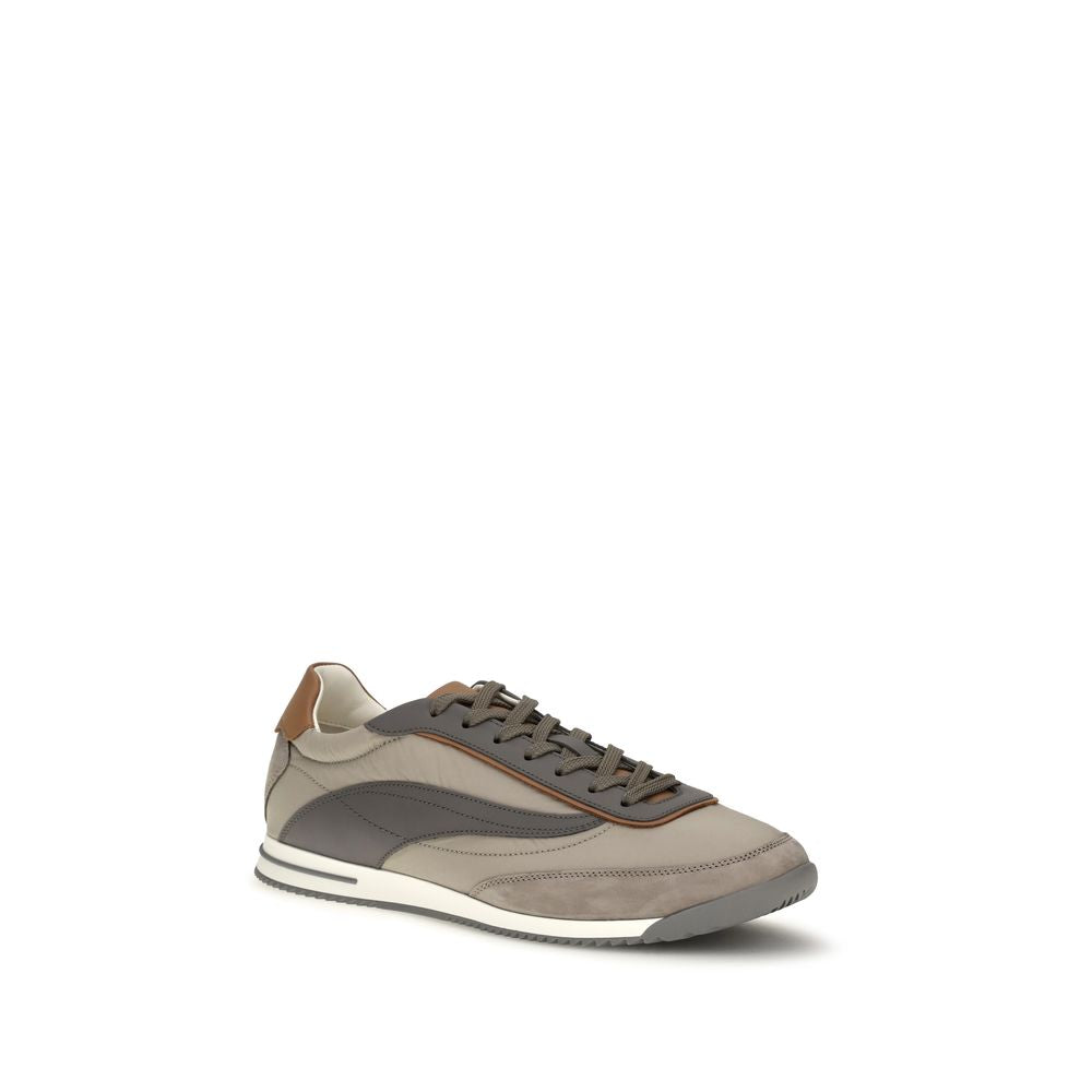 Brunello Cucinelli Beige Suede Leather Men's Sneakers