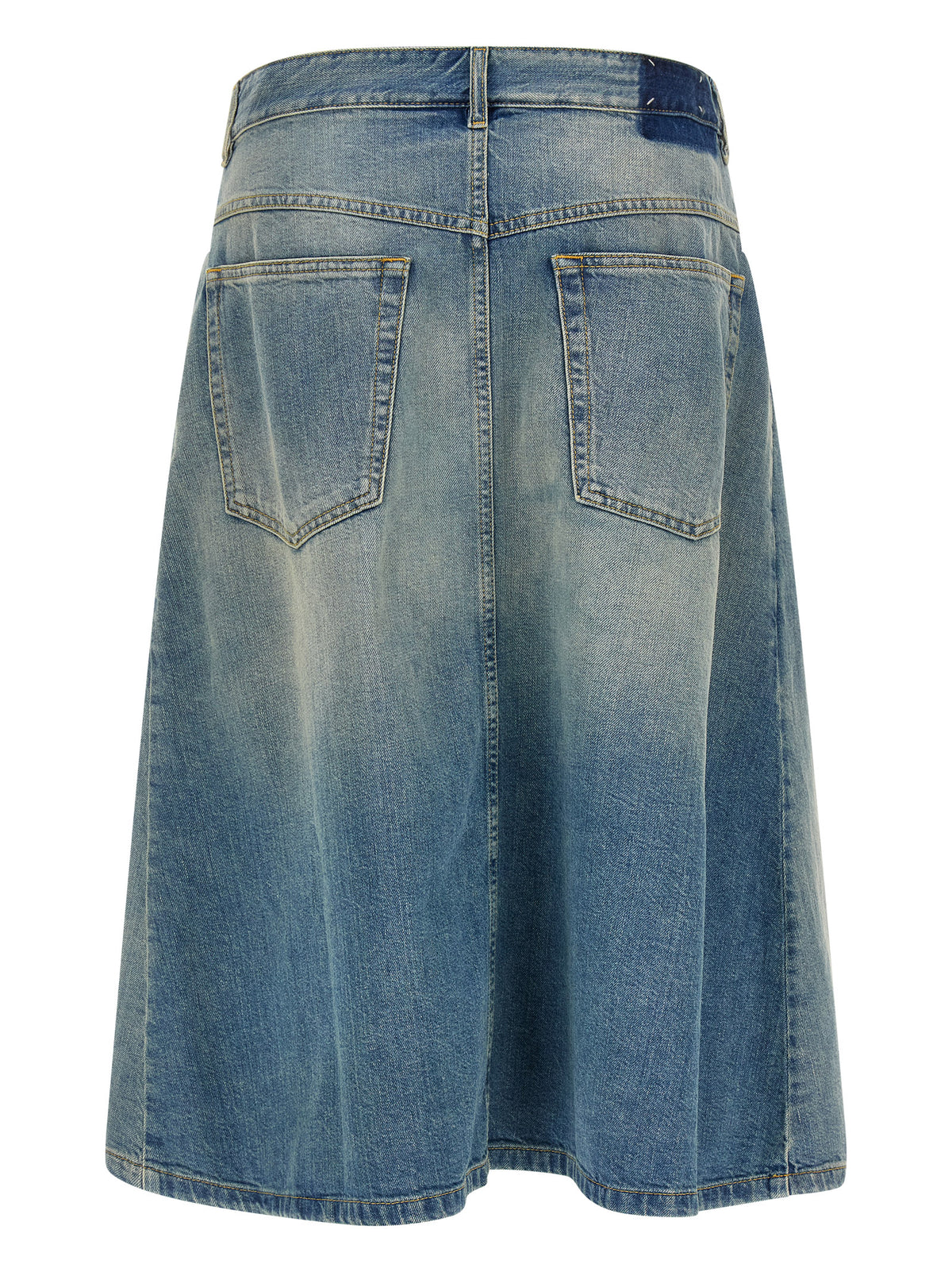 Maison Margiela Blue Cotton Midi Women's Skirt