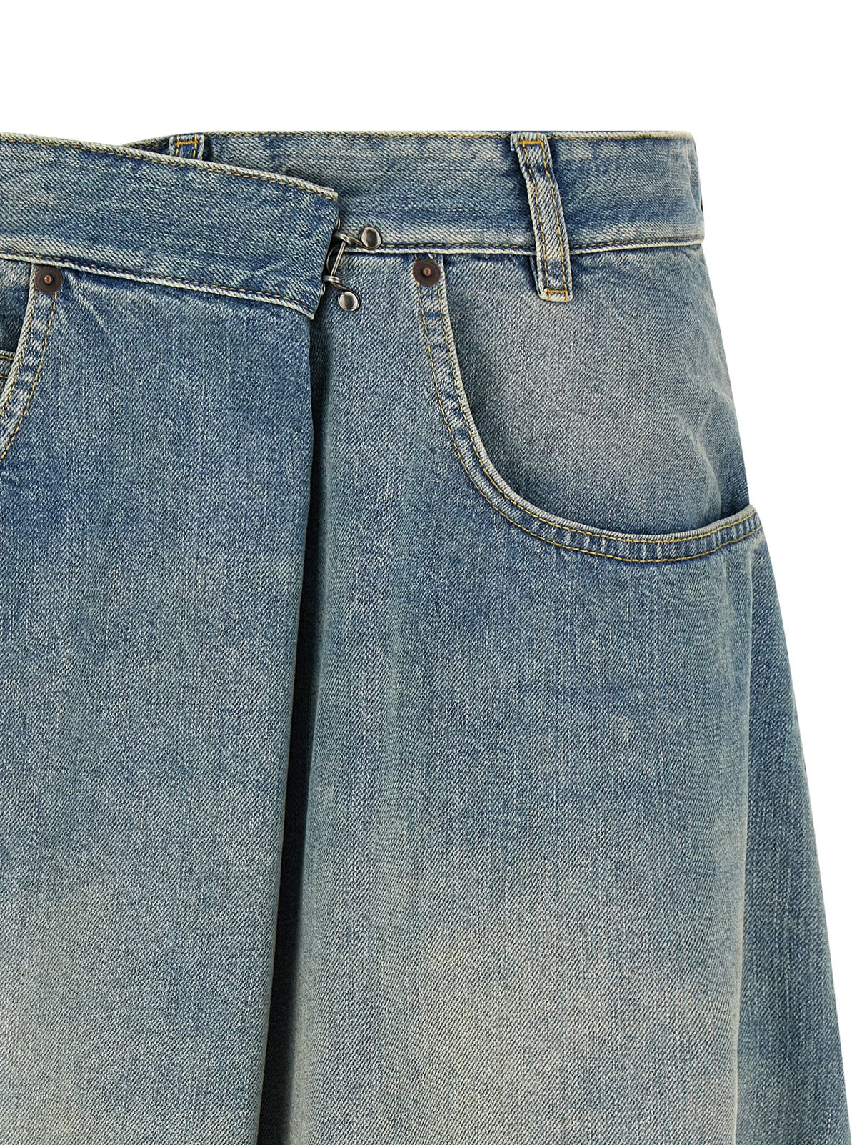 Maison Margiela Blue Cotton Midi Women's Skirt