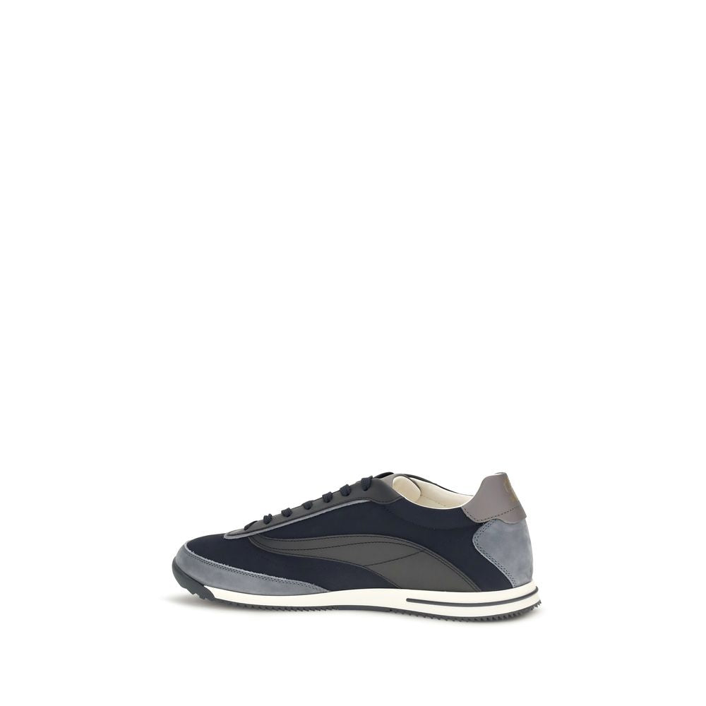 Brunello Cucinelli Blue Suede Leather Low Top Men's Sneakers