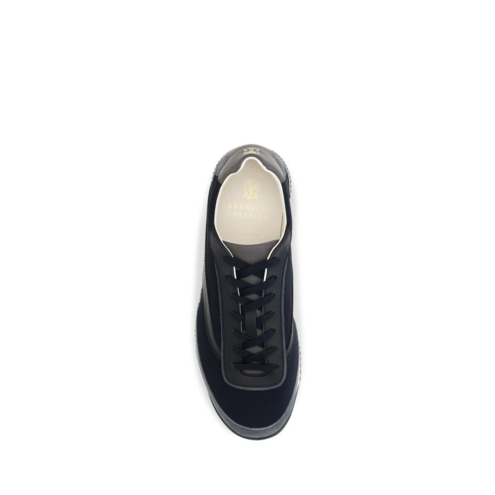 Brunello Cucinelli Blue Suede Leather Low Top Men's Sneakers