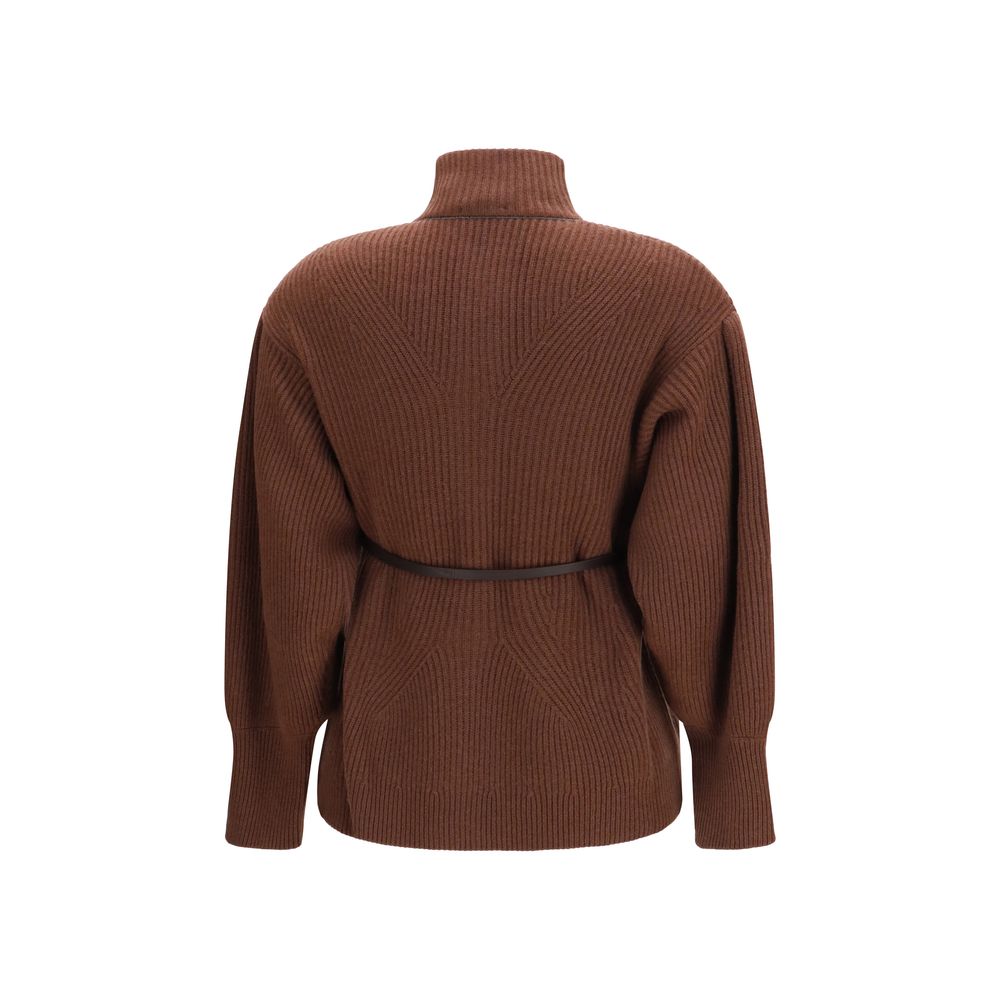 Brunello Cucinelli Brown Wool Oves Aries Women's Cardigan