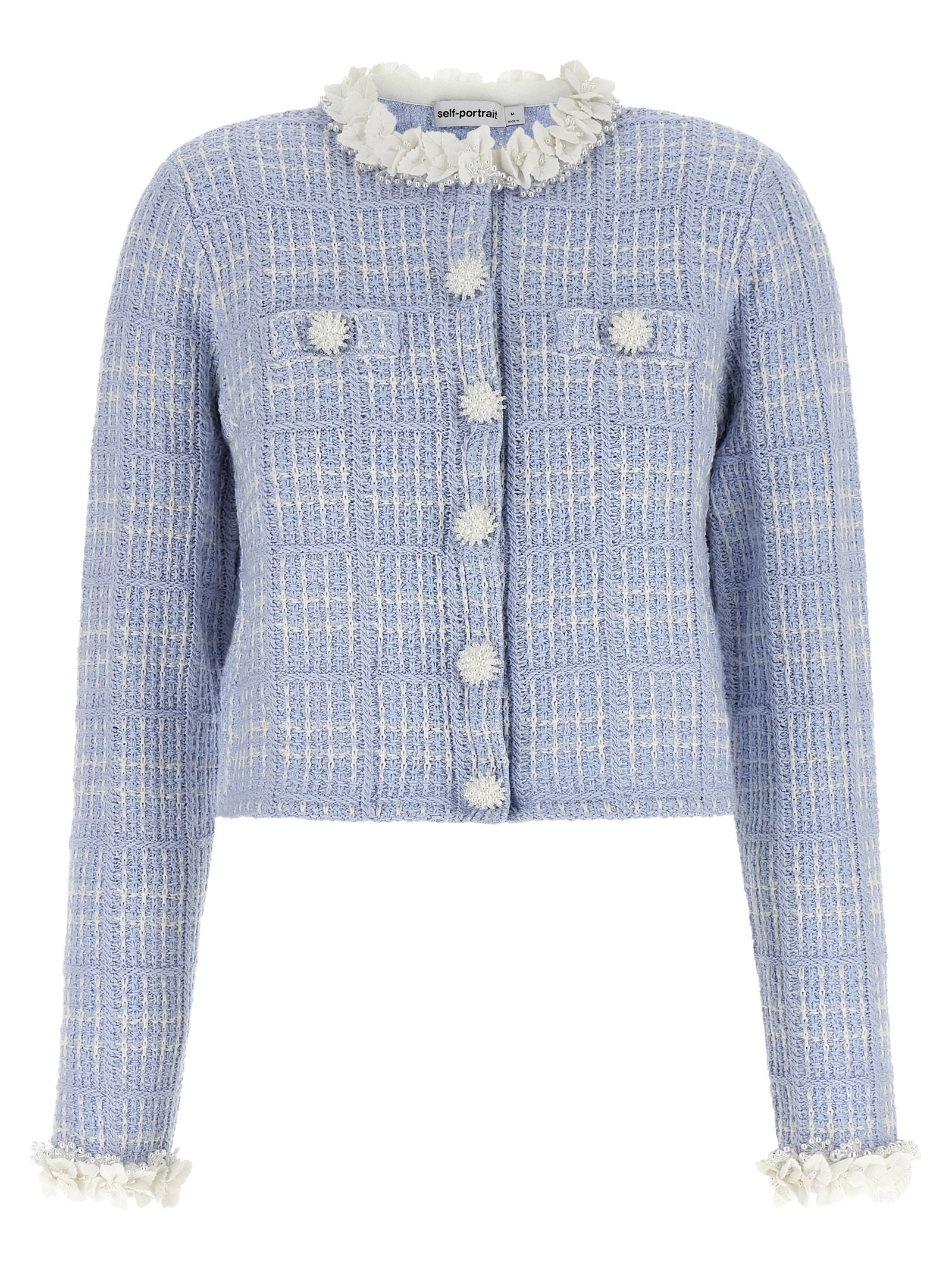 Self-Portrait Blue Cotton Full-Length Women's Jacket