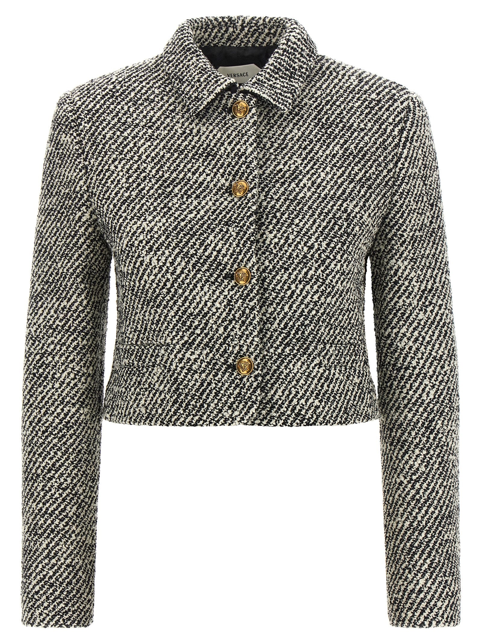 Versace Bicolor Virgin Wool Full-Length Women's Jacket