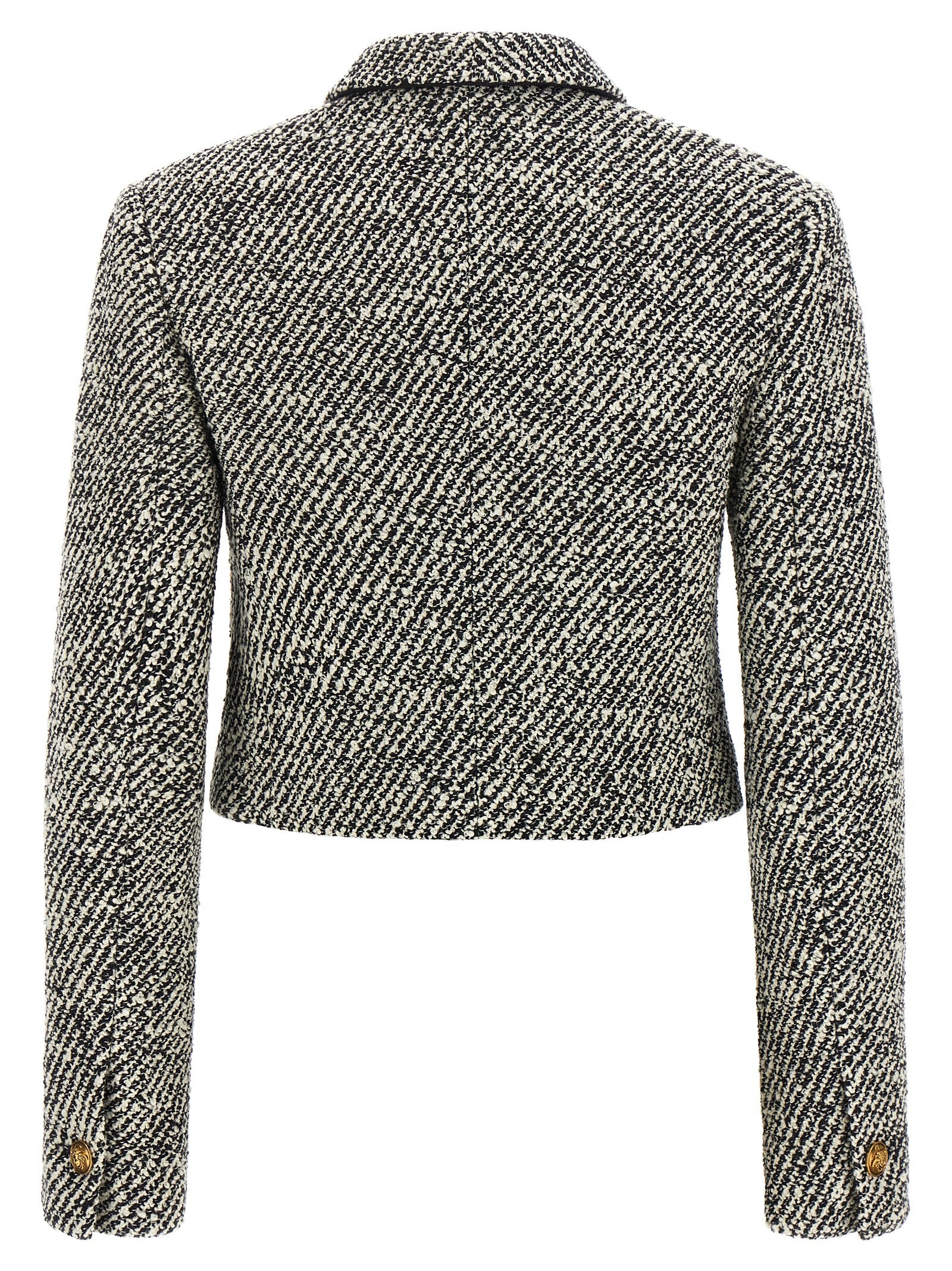 Versace Bicolor Virgin Wool Full-Length Women's Jacket
