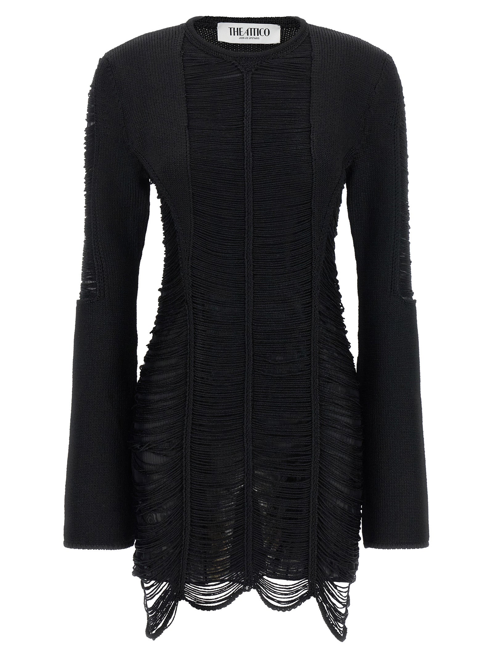 The Attico Black Viscose Short Women's Dress