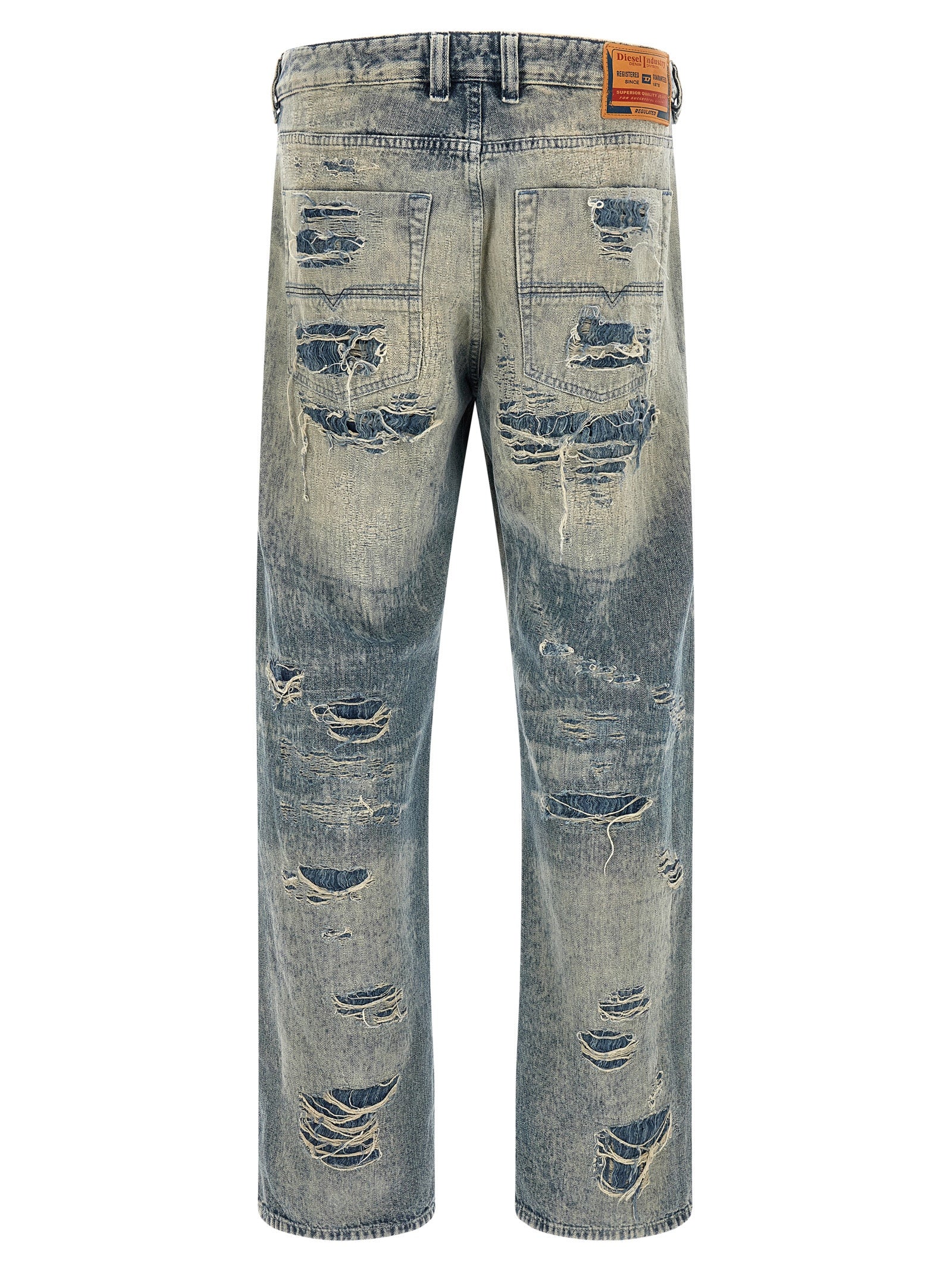 Diesel Blue Cotton Relaxed Fit Men's Jeans