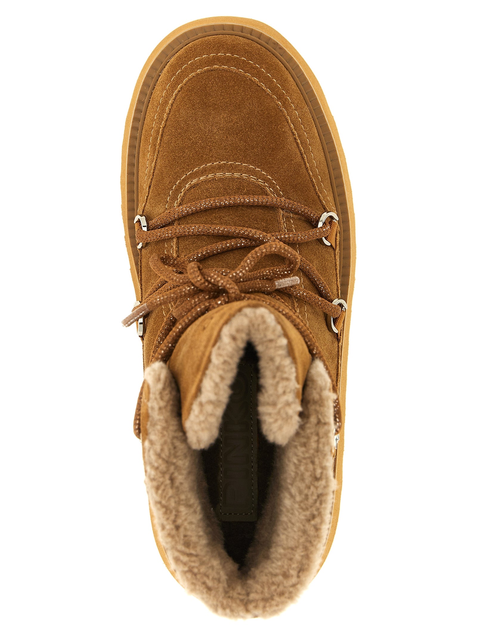 PINKO Brown Cowhide Flat Women's Boots