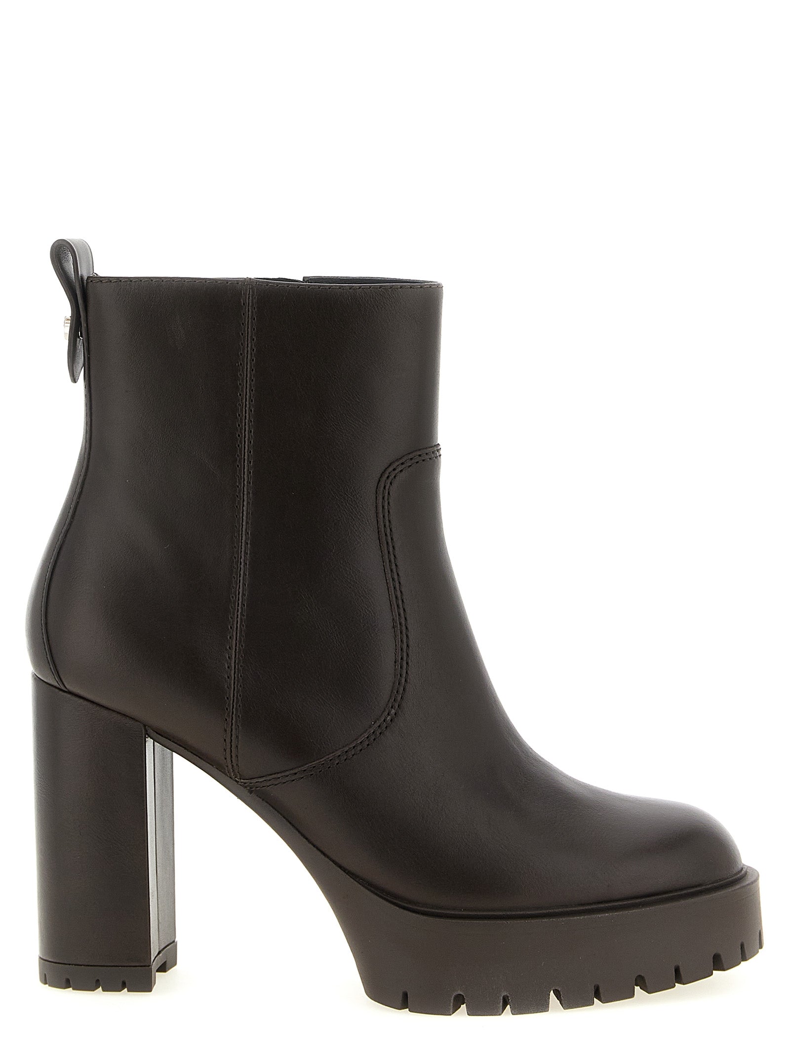 PINKO Brown Cowhide Ankle Women's Boots