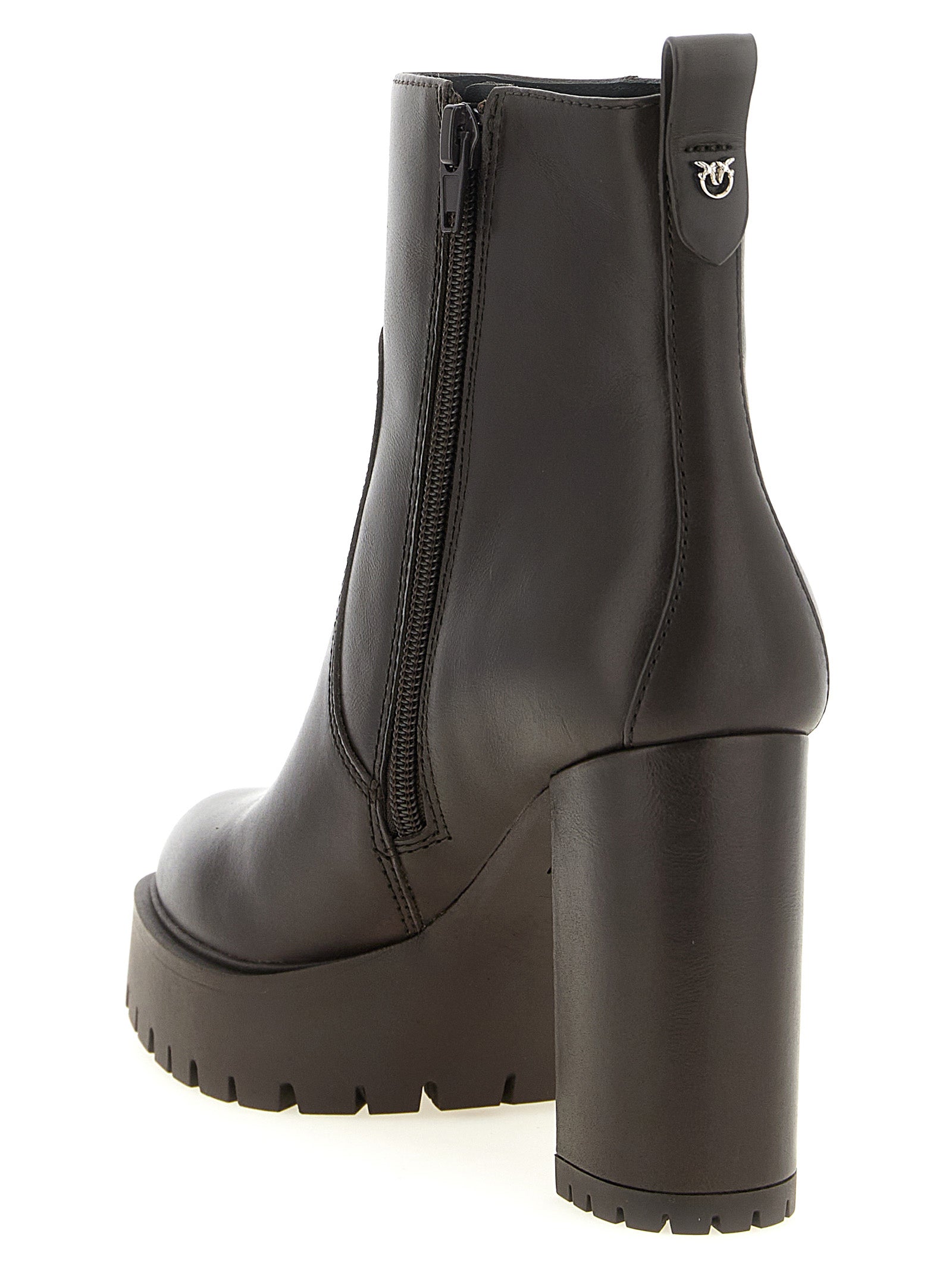 PINKO Brown Cowhide Ankle Women's Boots