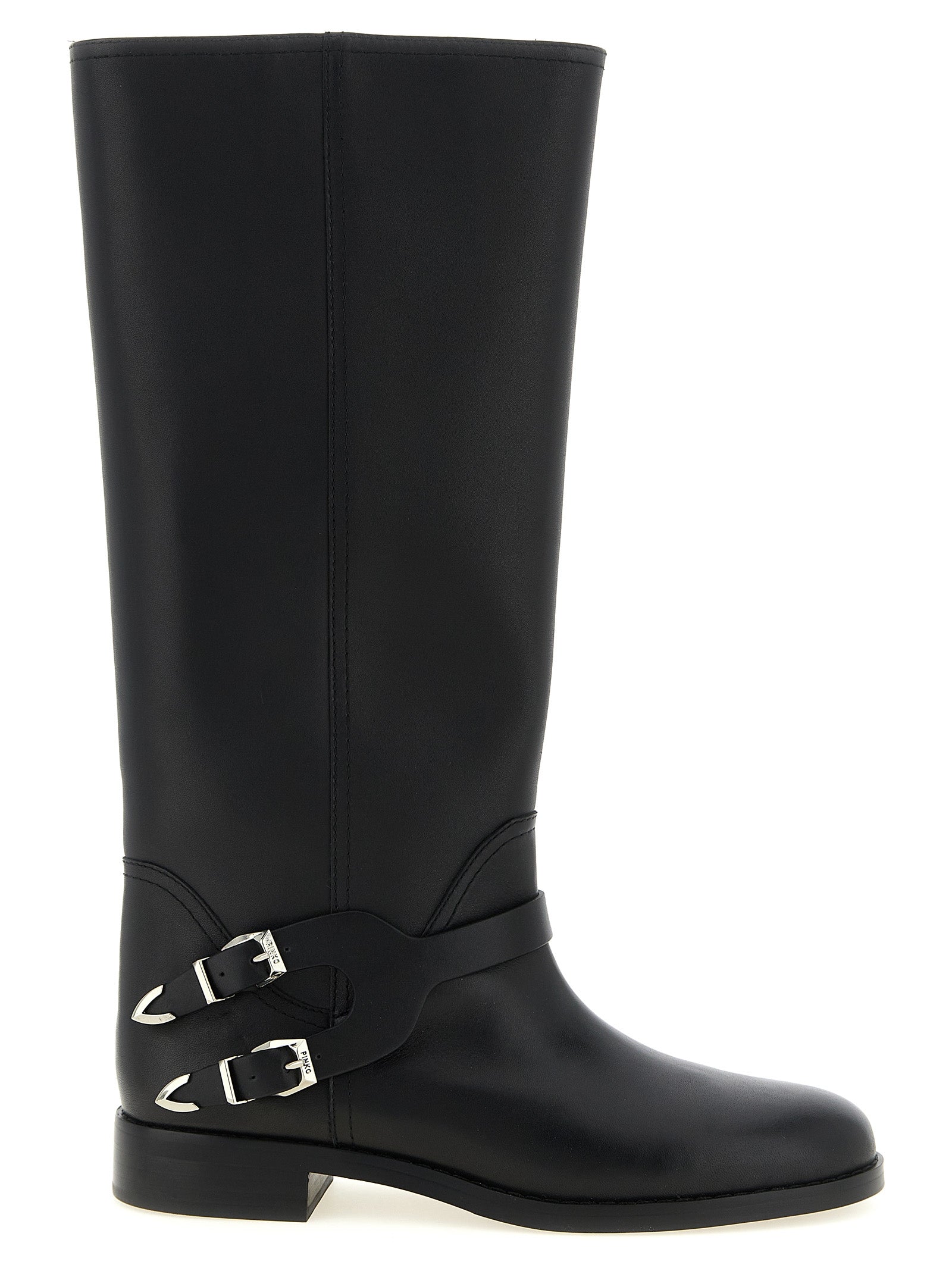 PINKO Black Cowhide Over The Women's Knee
