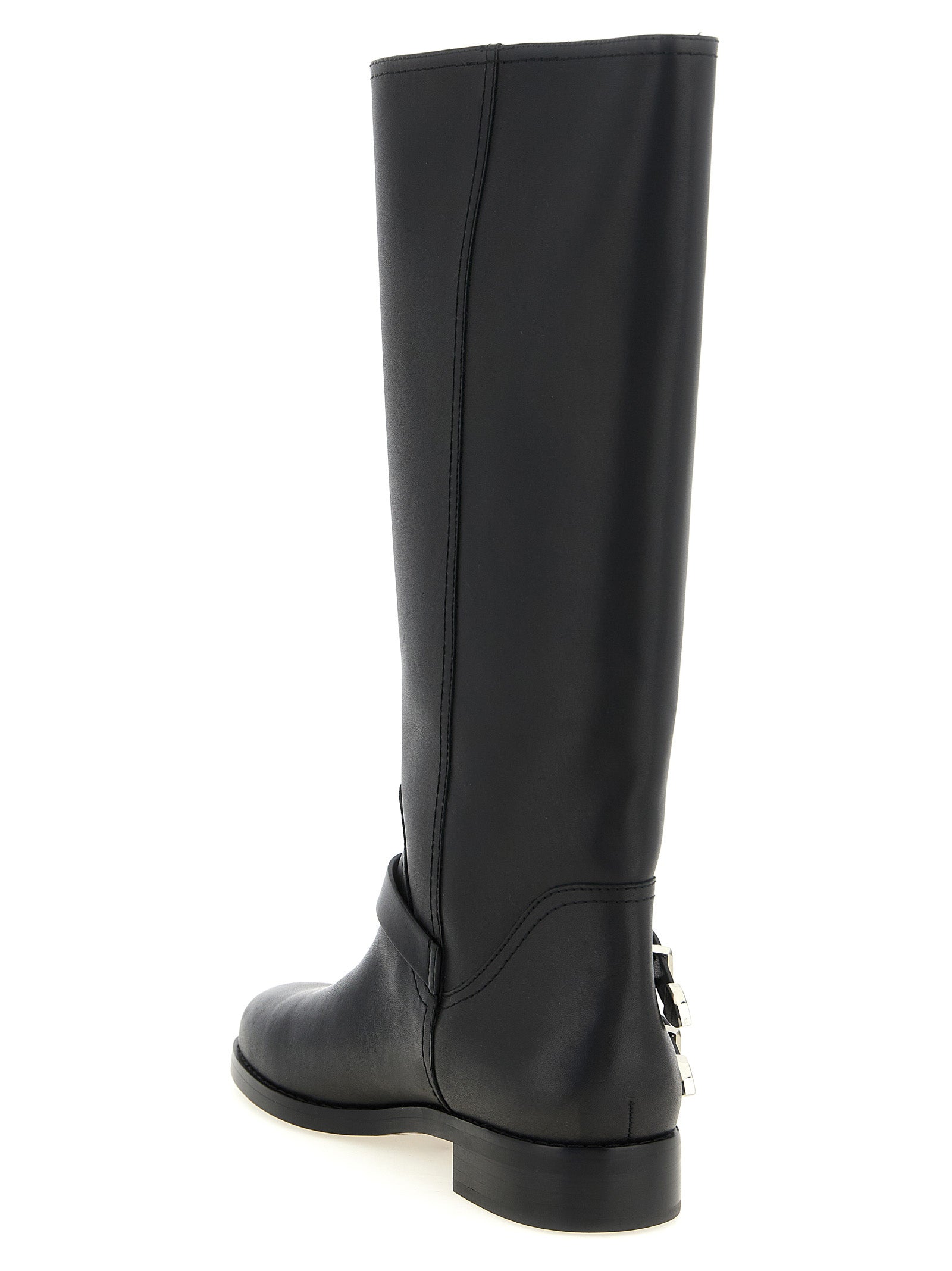 PINKO Black Cowhide Over The Women's Knee