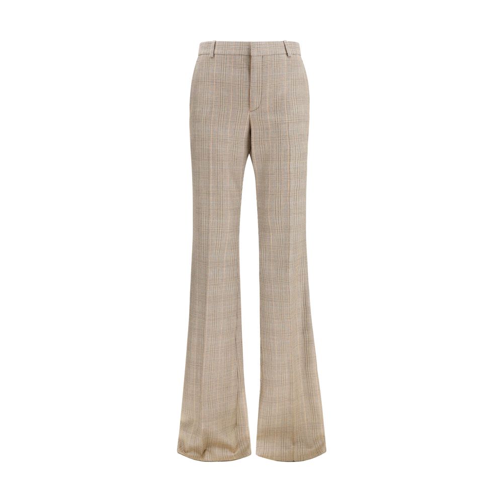 Saint Laurent Beige Wool Oves Aries Flared Women's Pants