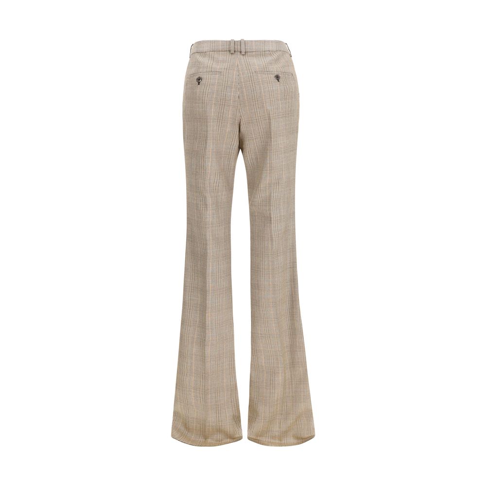 Saint Laurent Beige Wool Oves Aries Flared Women's Pants