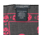 Alexander McQueen Women's Black Chiffon Silk With Purple Pink Skull Print Scarf 110640 1071