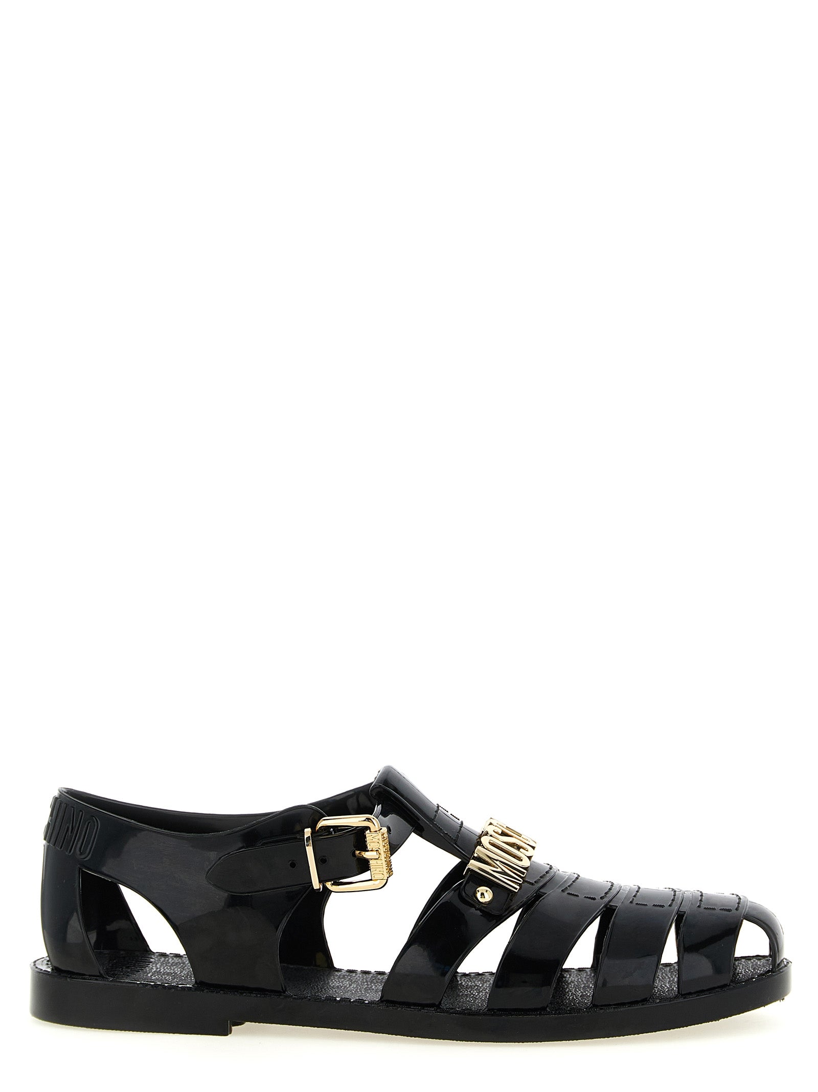 Moschino Black Pvc Flat Men's Sandals