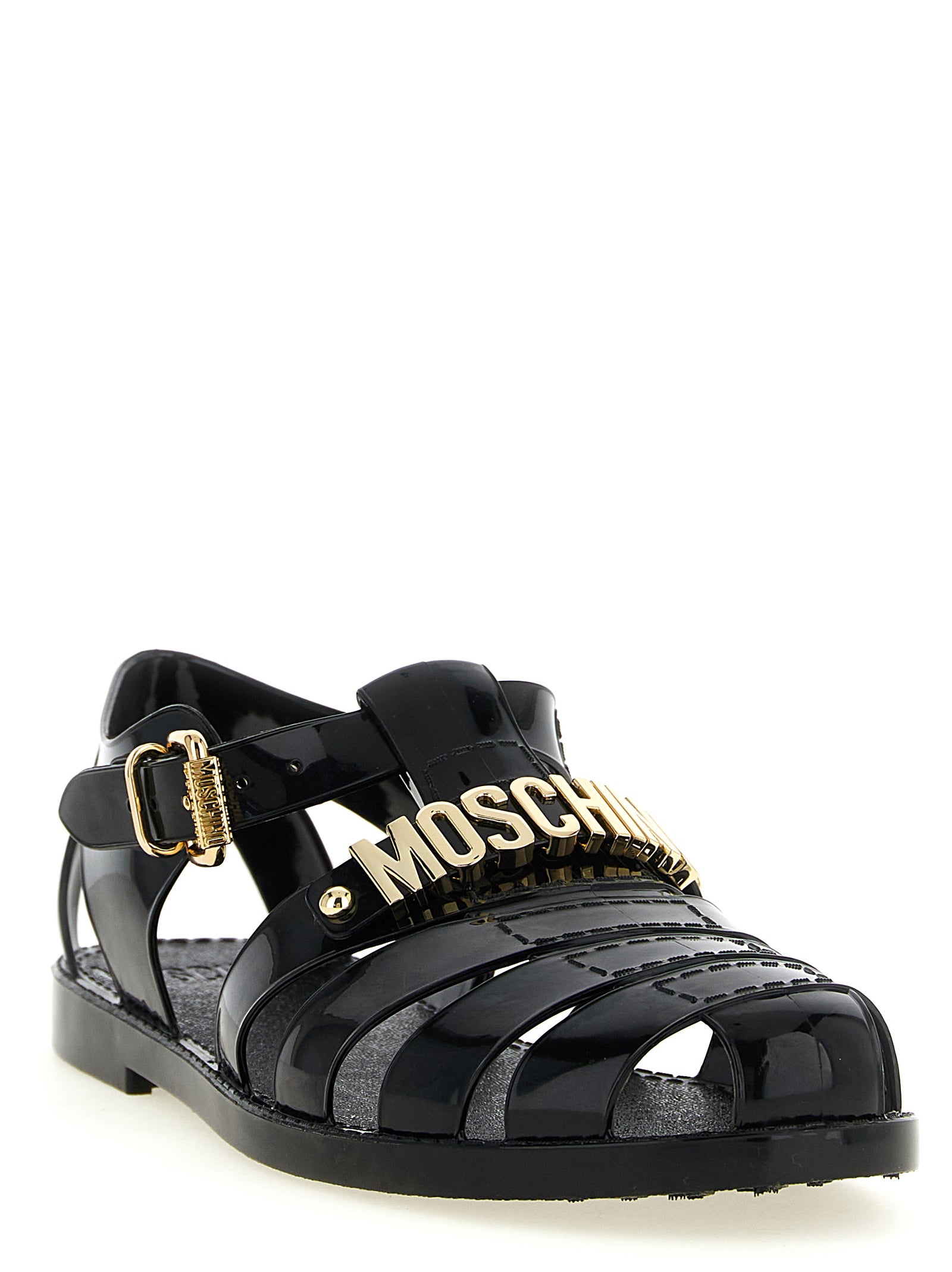 Moschino Black Pvc Flat Men's Sandals