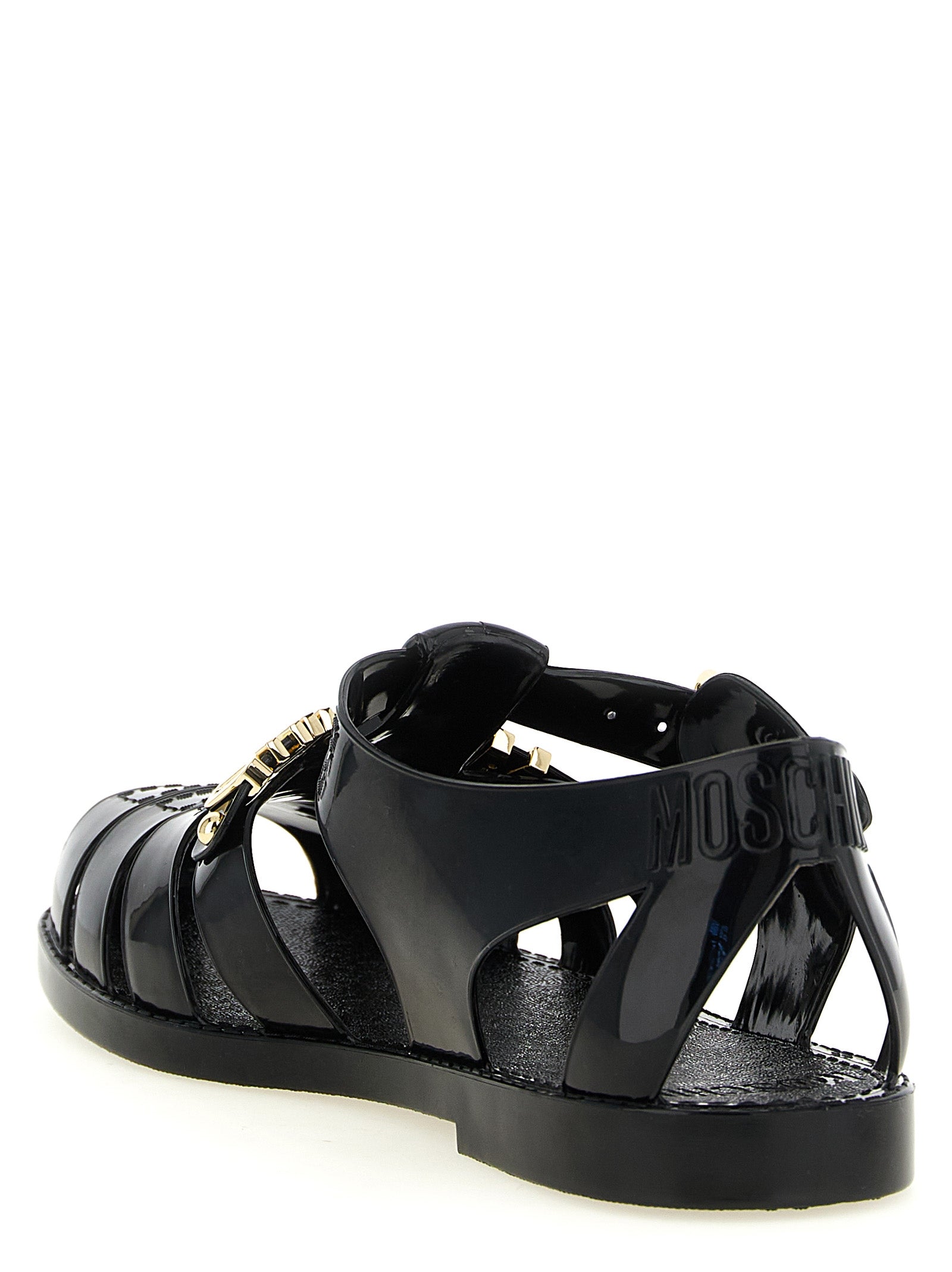 Moschino Black Pvc Flat Men's Sandals