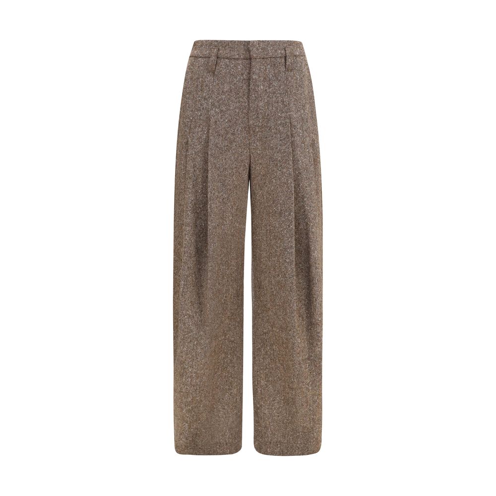 Brunello Cucinelli Brown Wool Oves Aries Casual Women's Pants