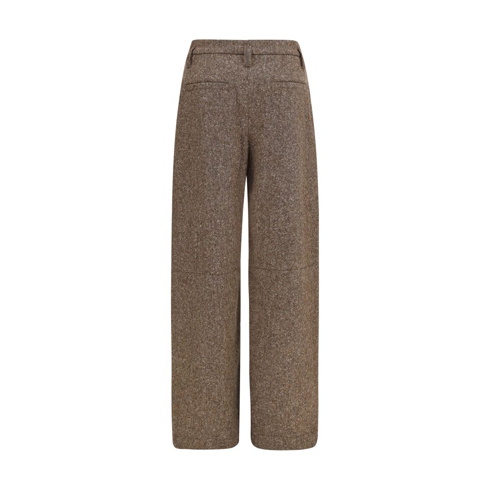 Brunello Cucinelli Brown Wool Oves Aries Casual Women's Pants