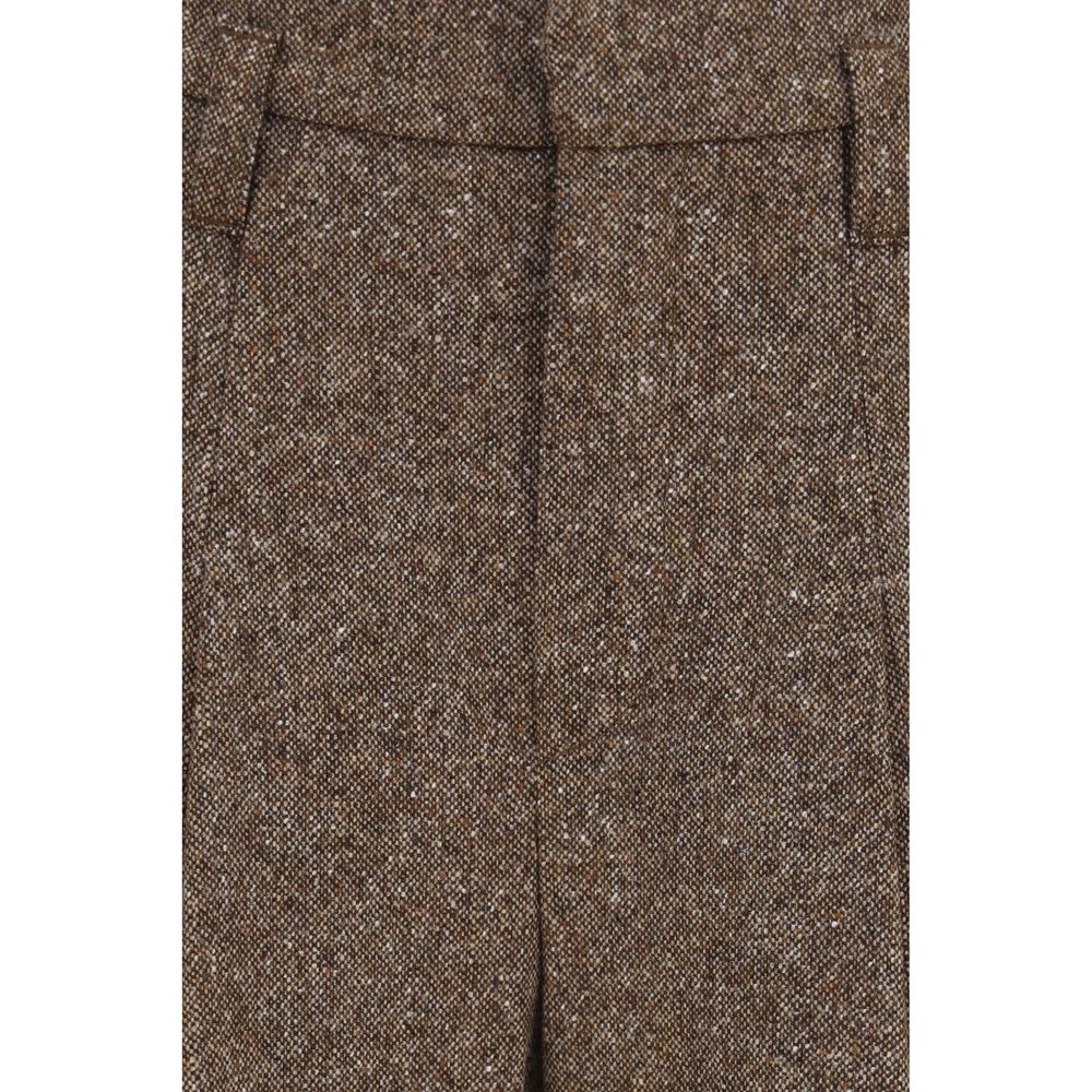 Brunello Cucinelli Brown Wool Oves Aries Casual Women's Pants