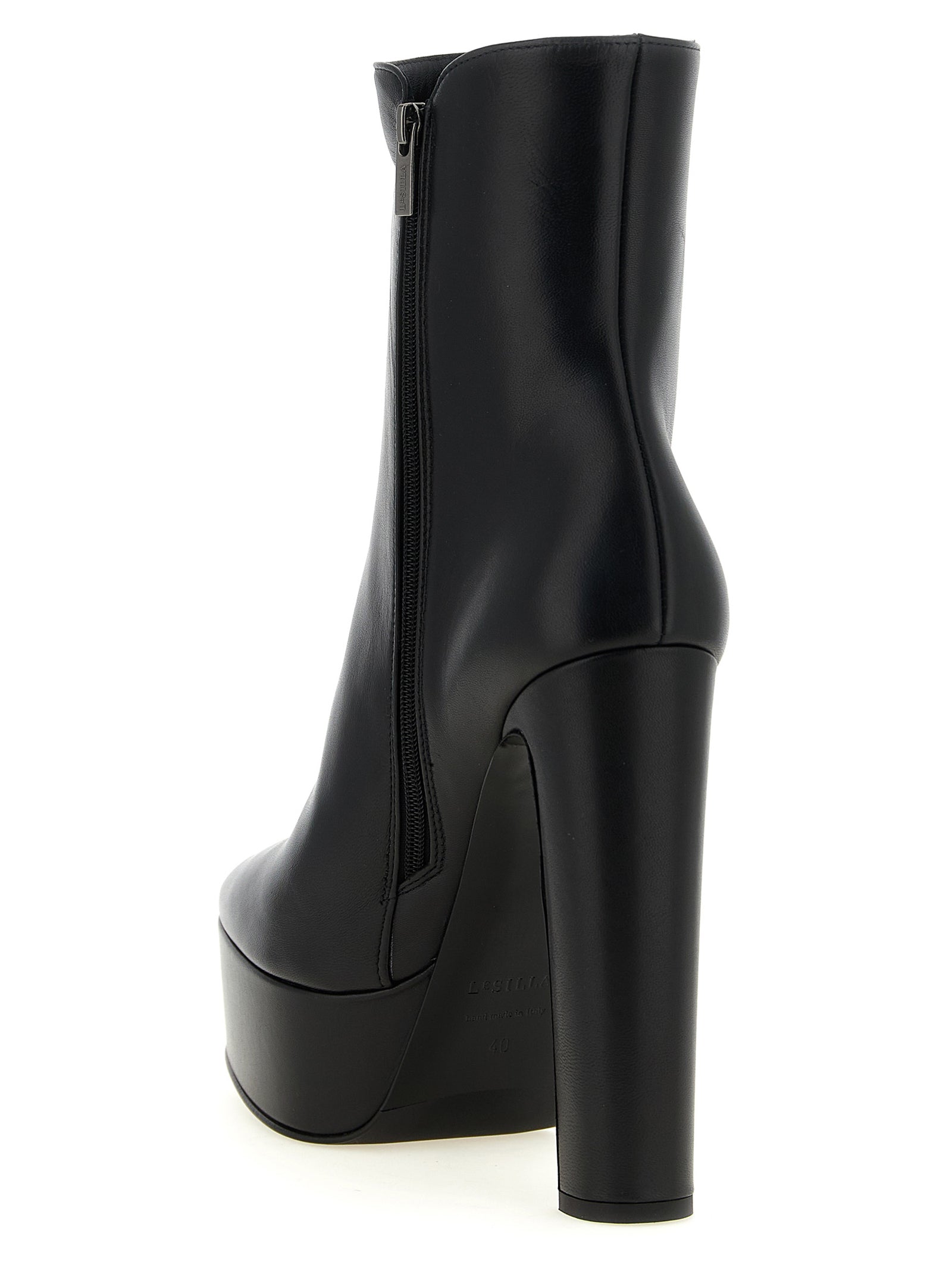 LE SILLA Black Lamb Leather Ankle Women's Boots