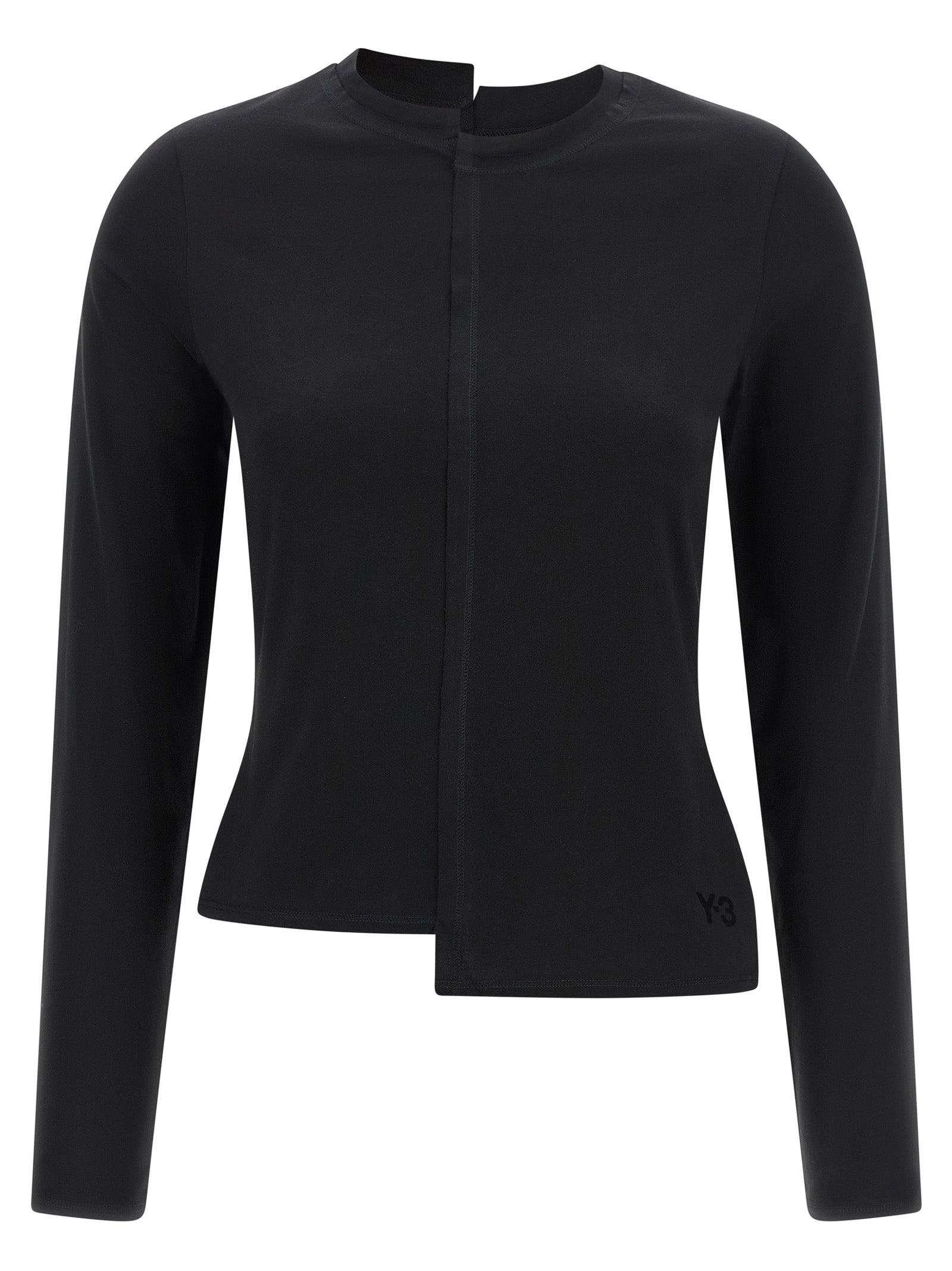 Y-3 Black Cotton Long Sleeve Women's T-Shirt