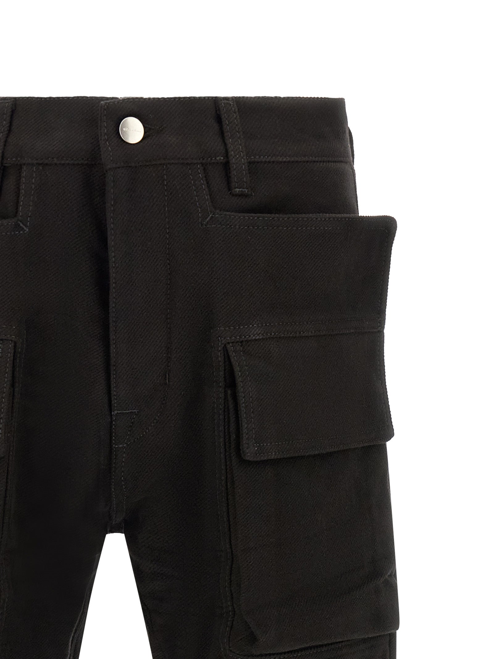 Rick Owens Black Cotton Cargo Men's Pants