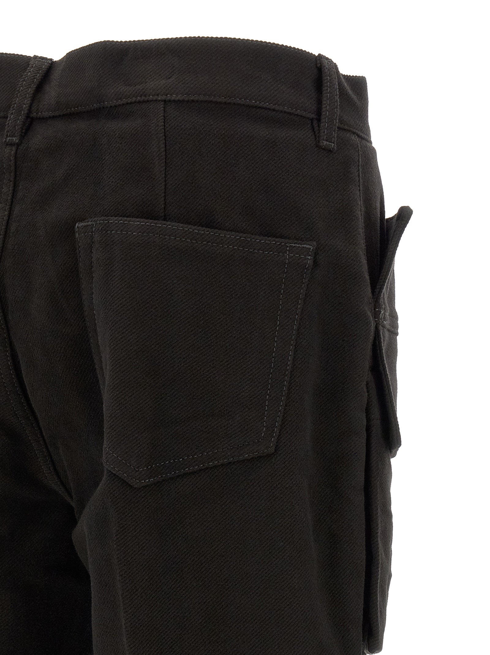 Rick Owens Black Cotton Cargo Men's Pants