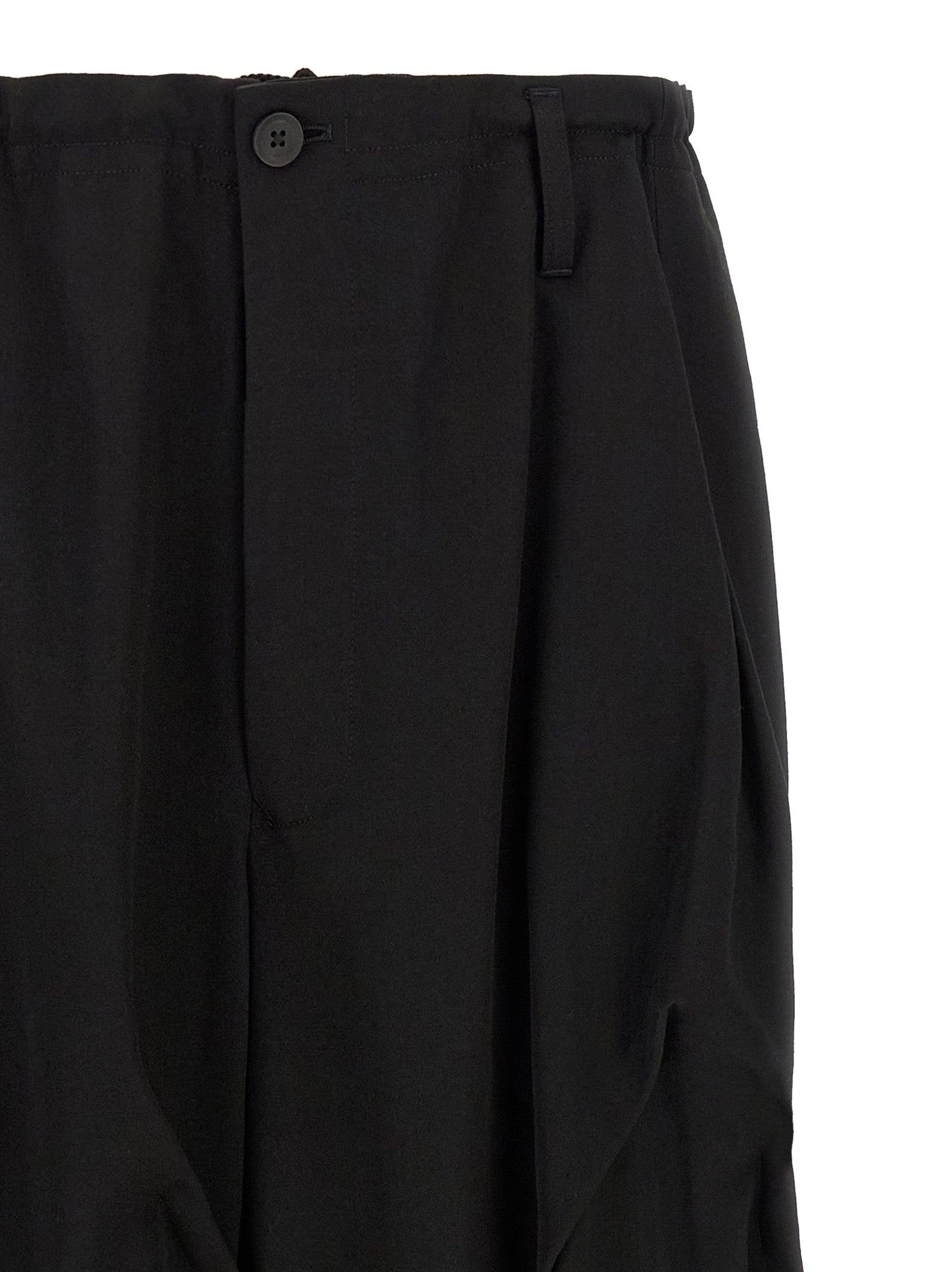Yohji Yamamoto Black Wool Casual Men's Pants