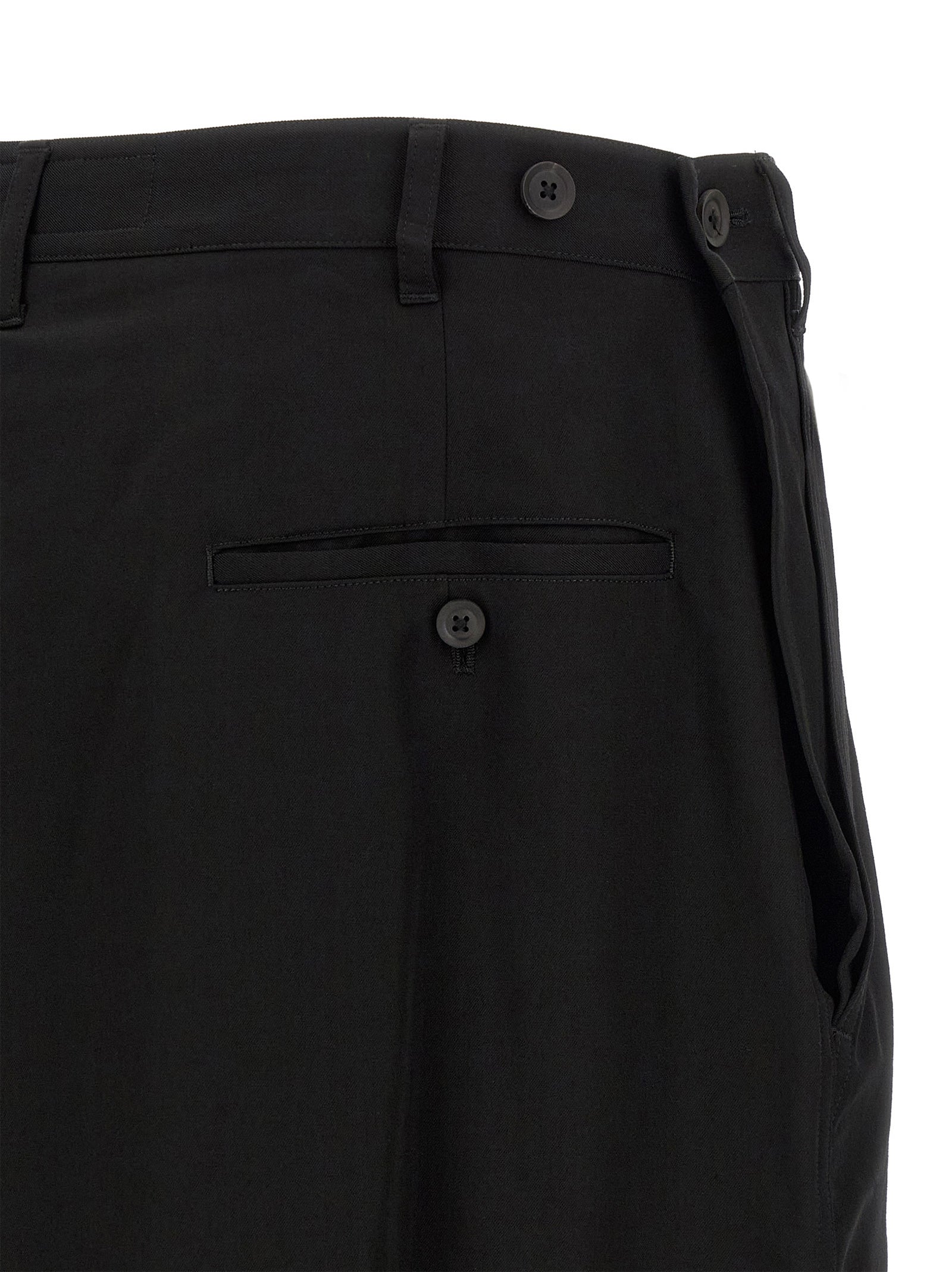 Yohji Yamamoto Black Wool Casual Men's Pants