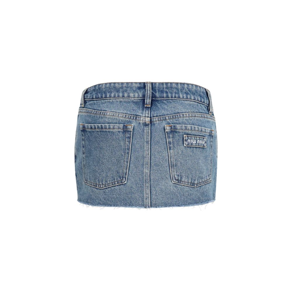 Miu Miu Blue Cotton Mini Women's Skirt