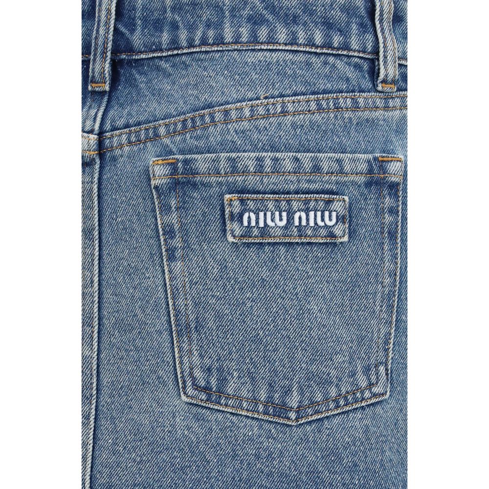Miu Miu Blue Cotton Mini Women's Skirt
